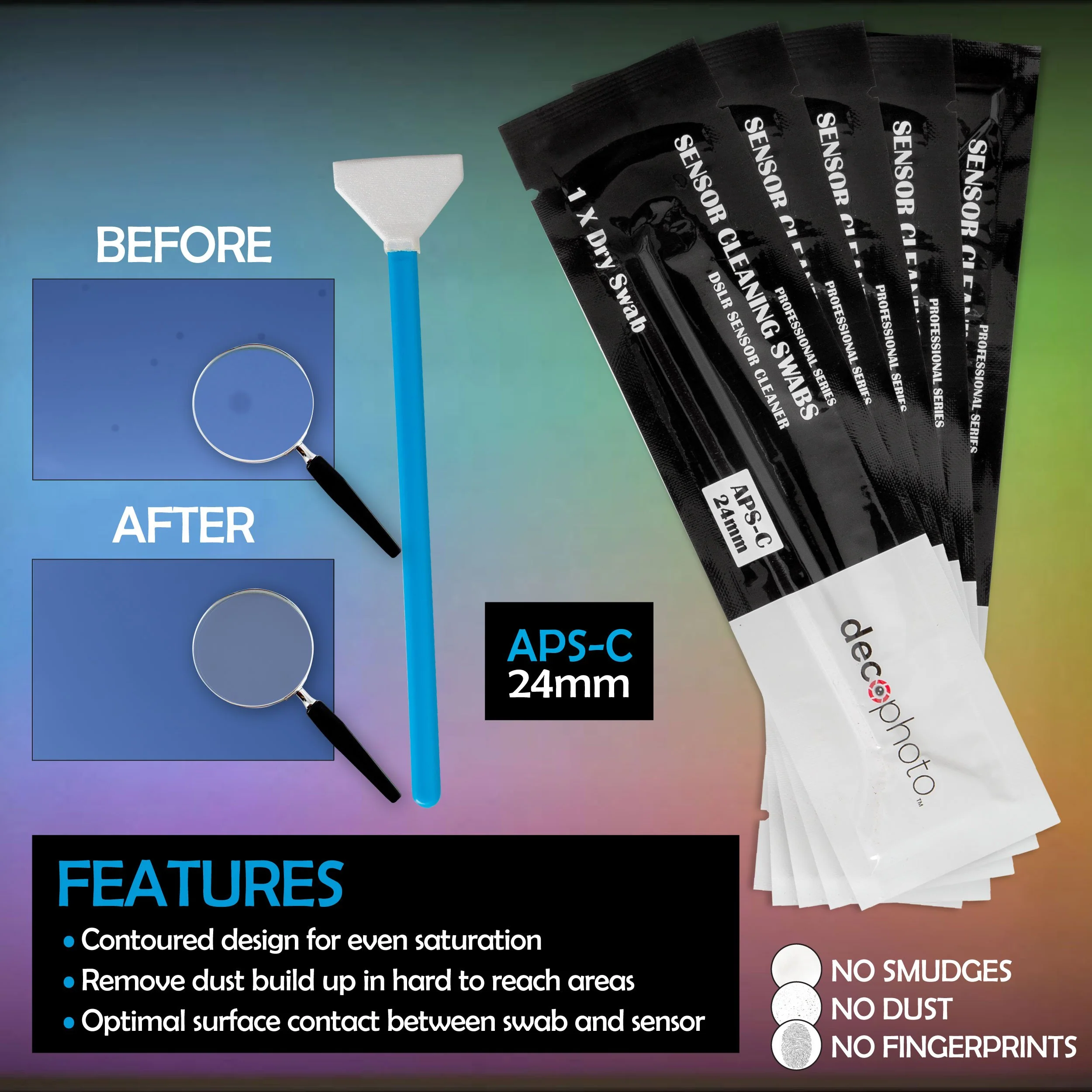 Deco Photo 5-Pack 24mm Sensor Cleaner Swabs - Image 2