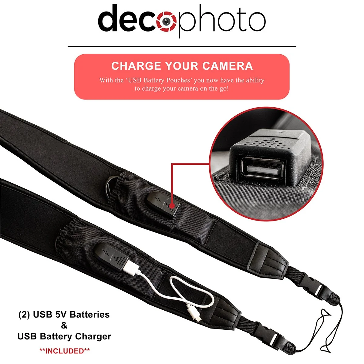 Deco Photo Power Strap w/ Camera Battery Charger Universal for Sony Nikon Canon + Backpack - Image 7