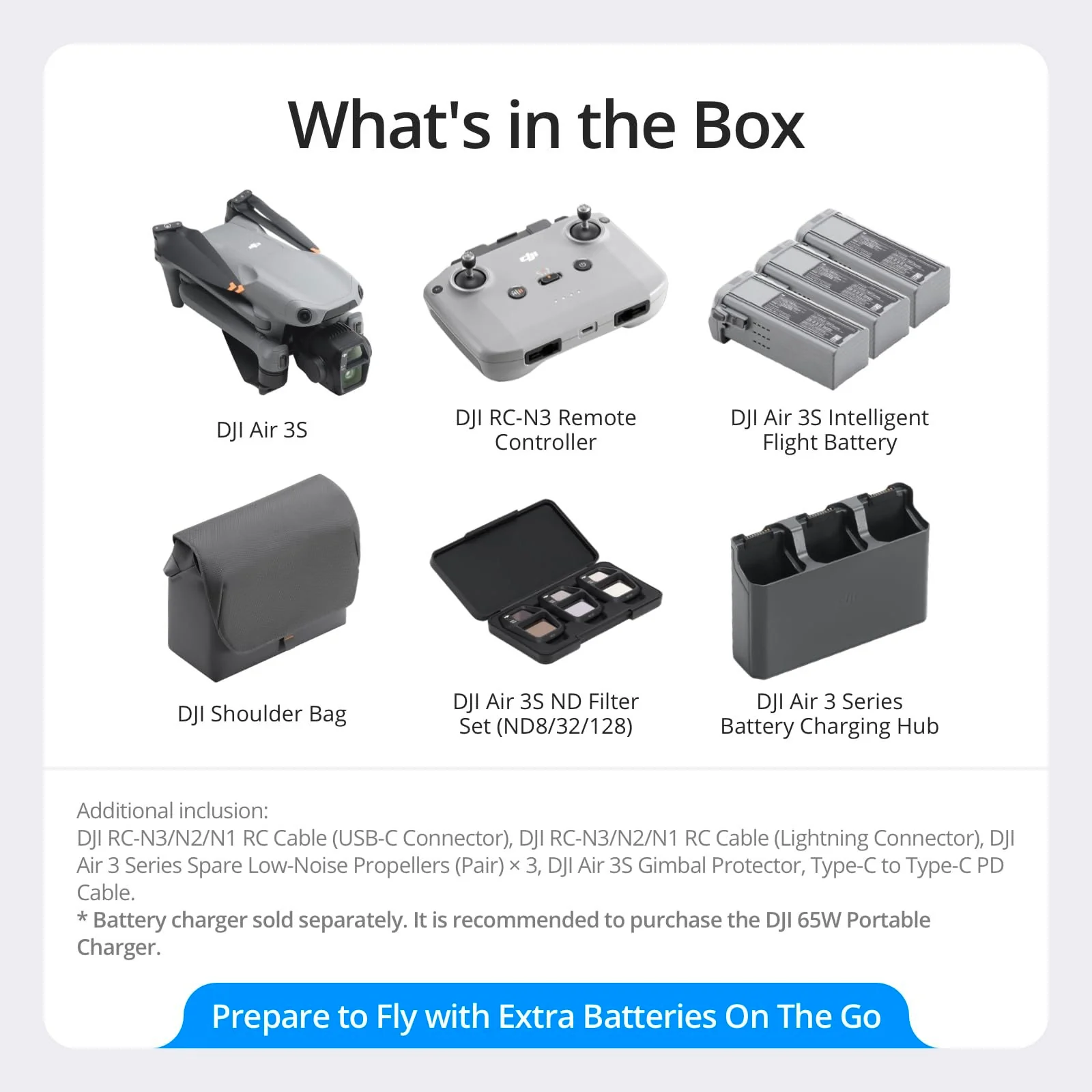 DJI Air 3S Fly More Combo (RC-N3) 4K Dual-Camera Drone 1" CMOS, 45Min Flight - Image 6