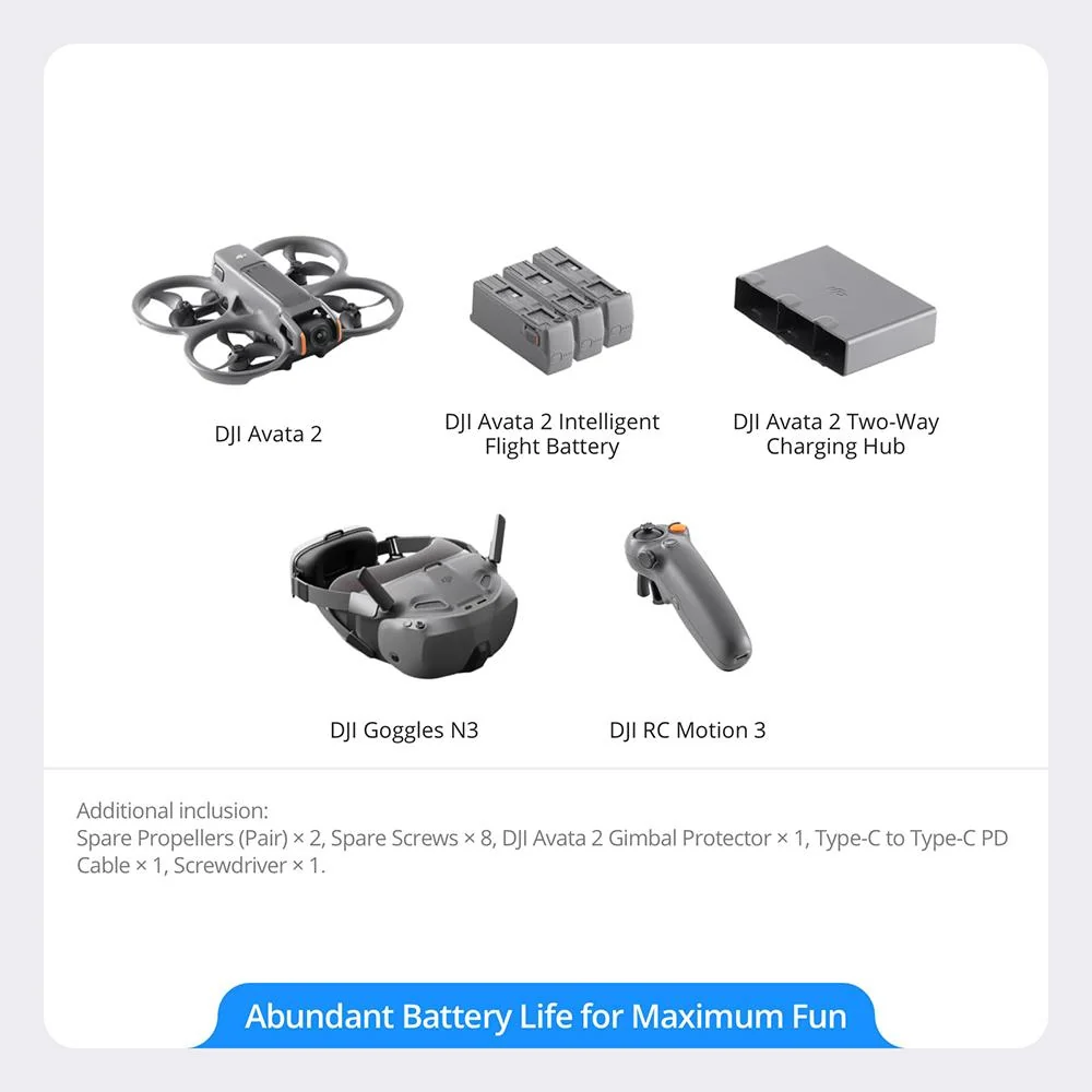 DJI Avata 2 Fly Smart Combo (Three Batteries) with PFV Drone, Goggles N3 , Remote - Image 3
