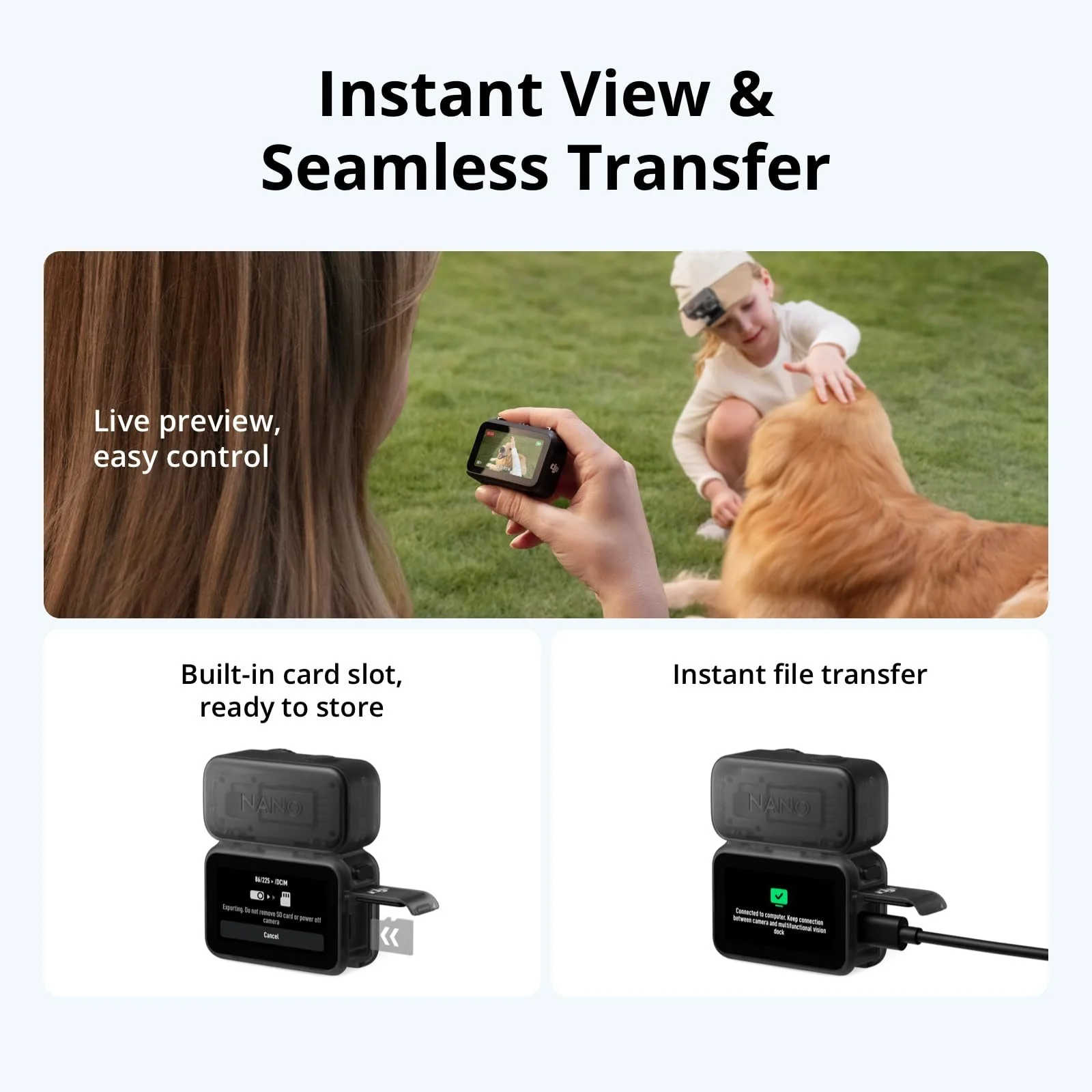 DJI Osmo Nano Vlogging Camera Standard (64GB) + 2x Lapel Microphone + 128GB Card - Image 8