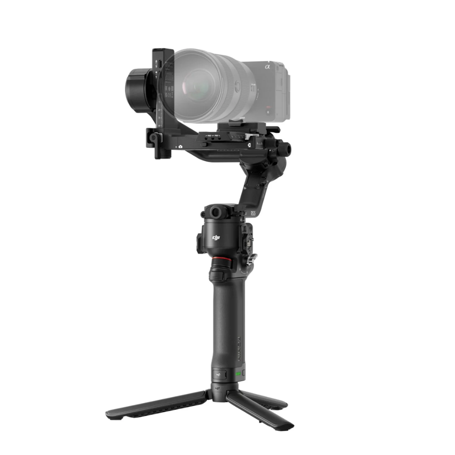 DJI RS 5 Camera Stabilizer + 2x 3.5mm Clip-On Mini Lapel Mic + Smartphone Ring Light - Image 3