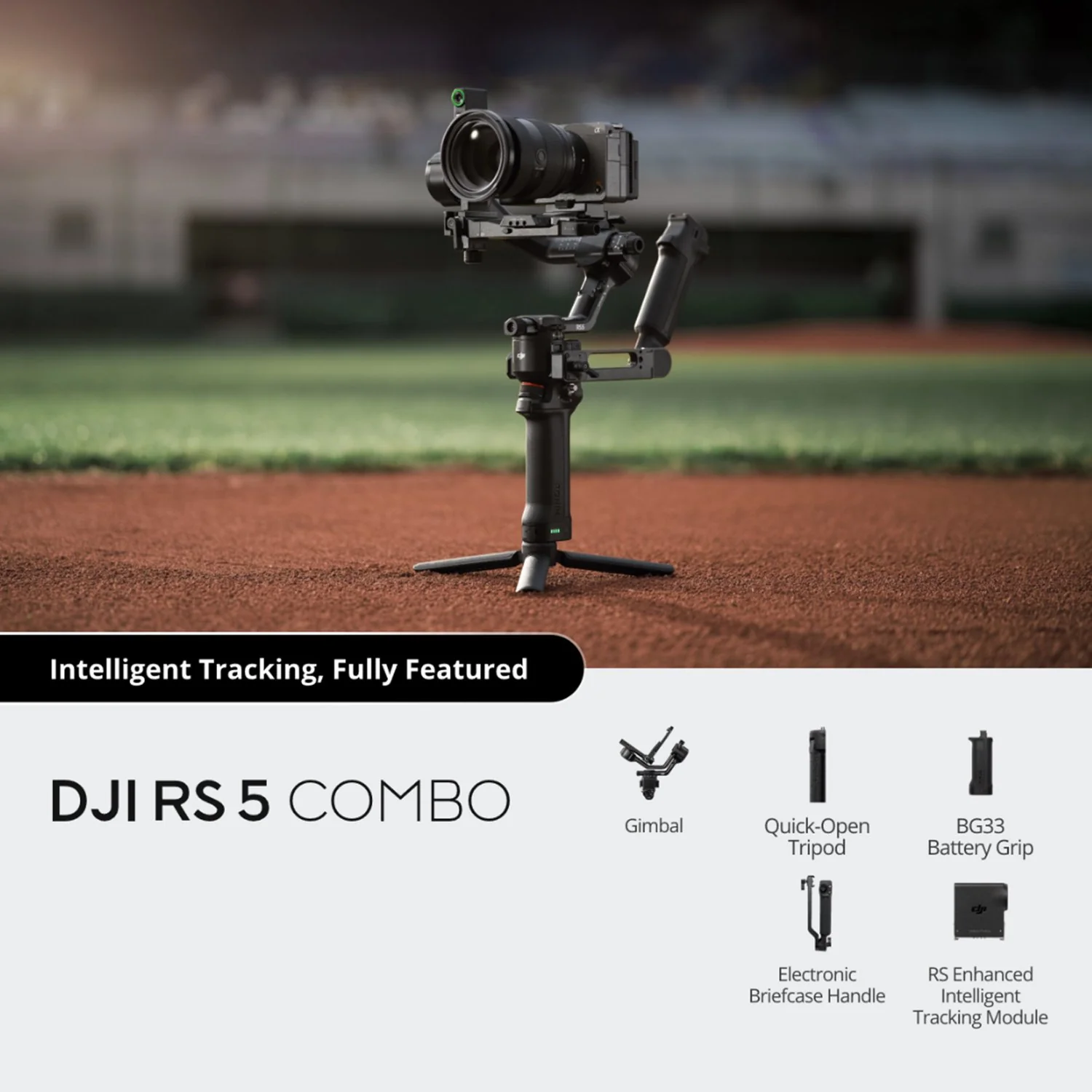 DJI RS 5 Combo Camera Stabilizer + 2x Clip-On Lapel Mic + Smartphone Ring Light - Image 7