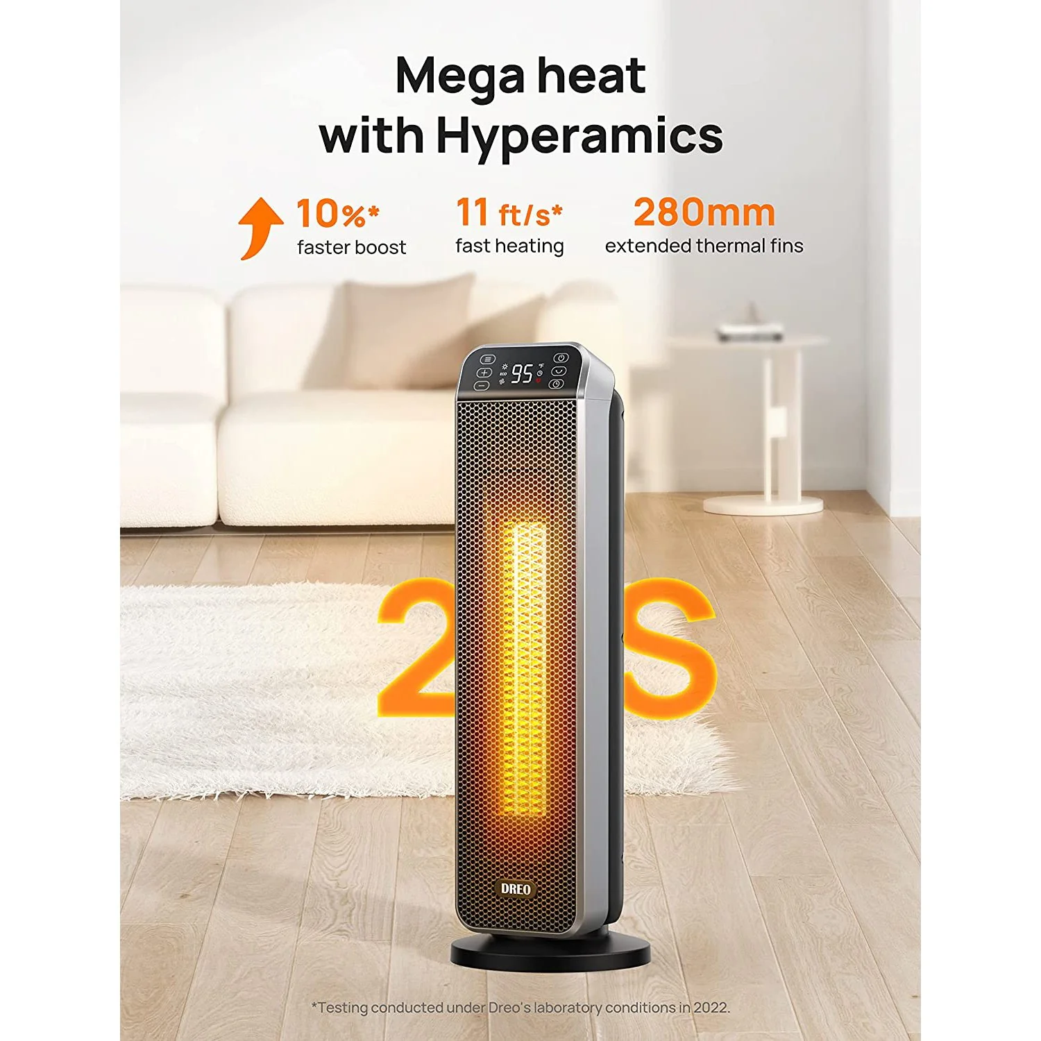 Dreo 24" Space Heater, 11ft/s Fast Quiet Heating Portable Electric Heater with Remote - Image 2