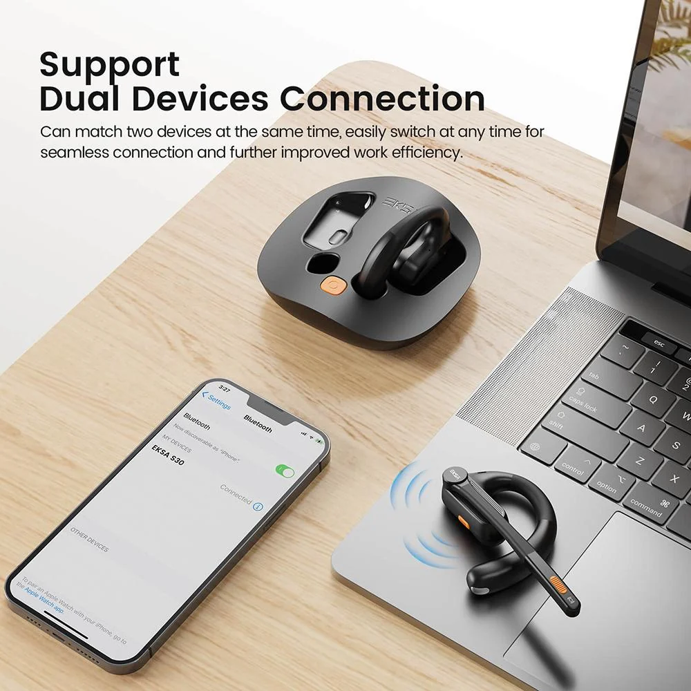 EKSAtelecom S30 AI-Powered Open-Ear True Wireless Headset, Black - Image 10