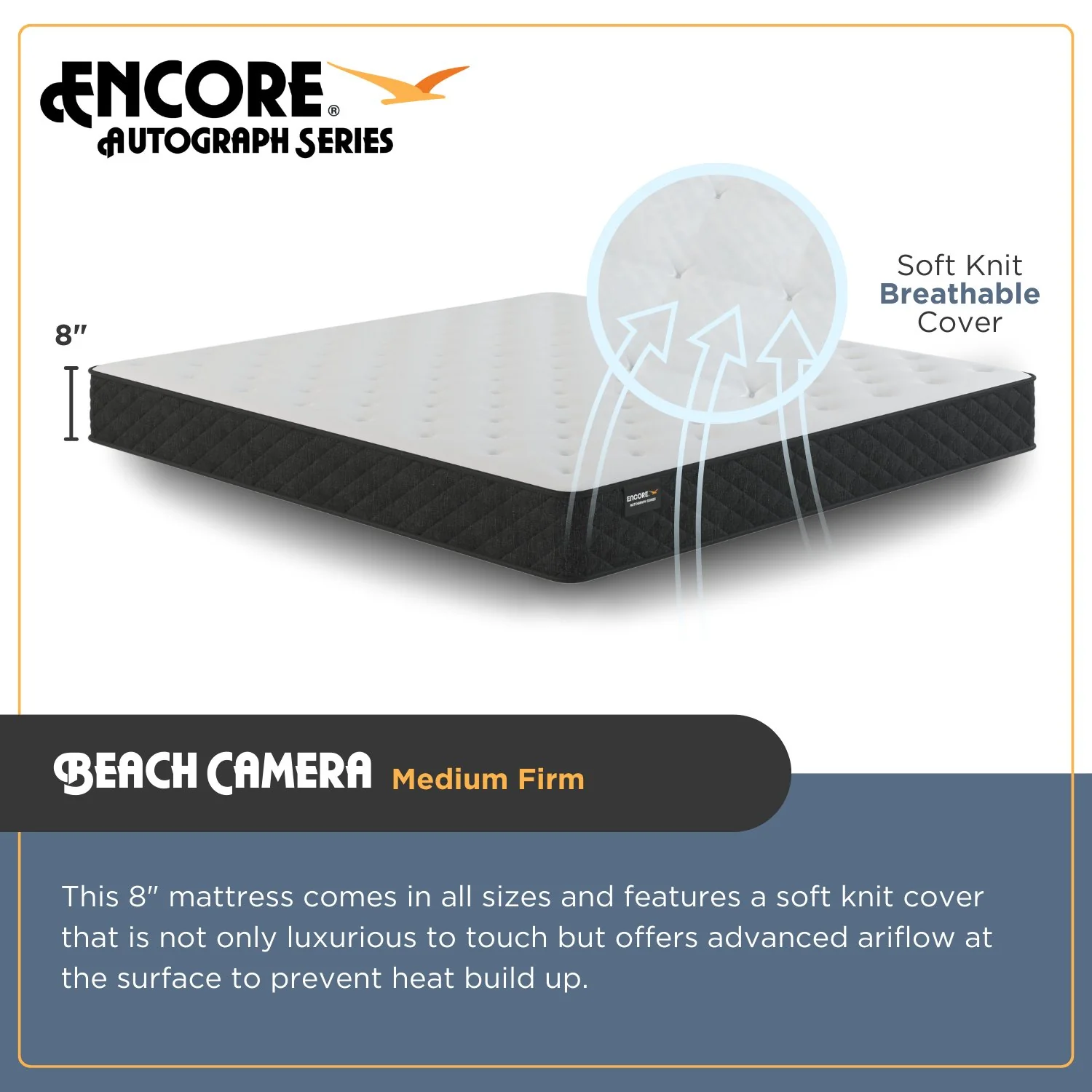Encore 8" Twin BIAB Hybrid Mattress - Medium Firm, 10-Yr Warranty, USA-Made - Image 2
