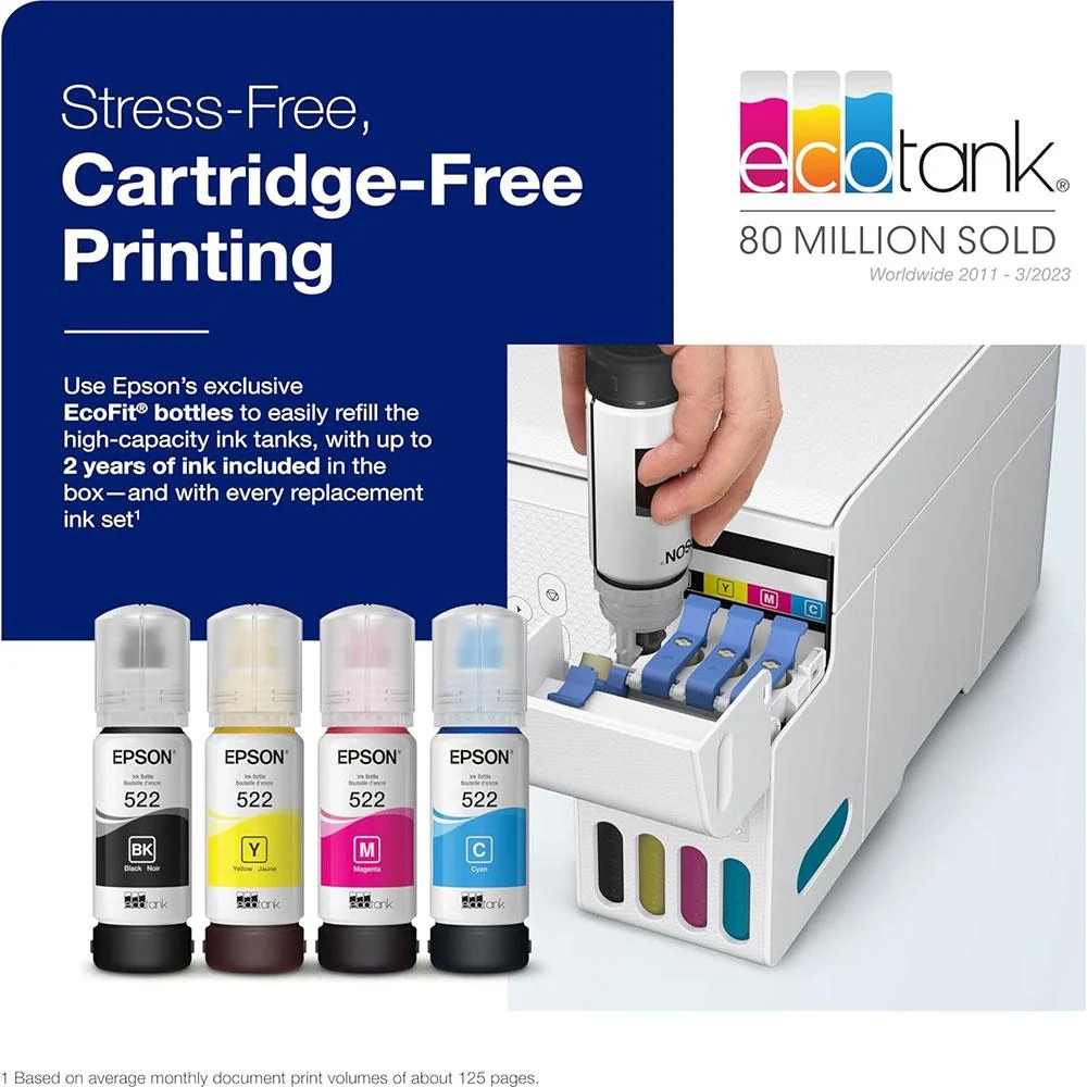 Epson EcoTank Wireless Color All-in-One Cartridge-Free Supertank Printer OpenBox - Image 9