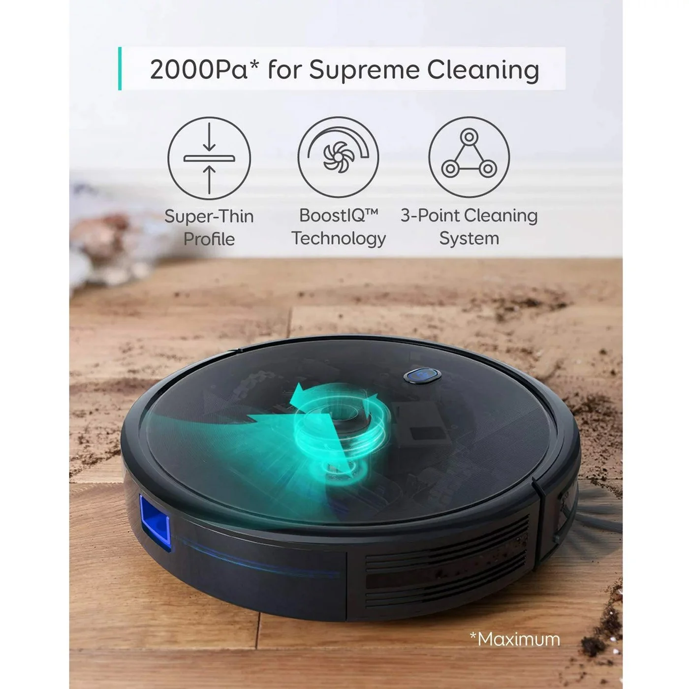 Eufy  BoostIQ RoboVac 11S MAX, Quiet Robot Vacuum Cleaner, Black - Refurbished - Image 2