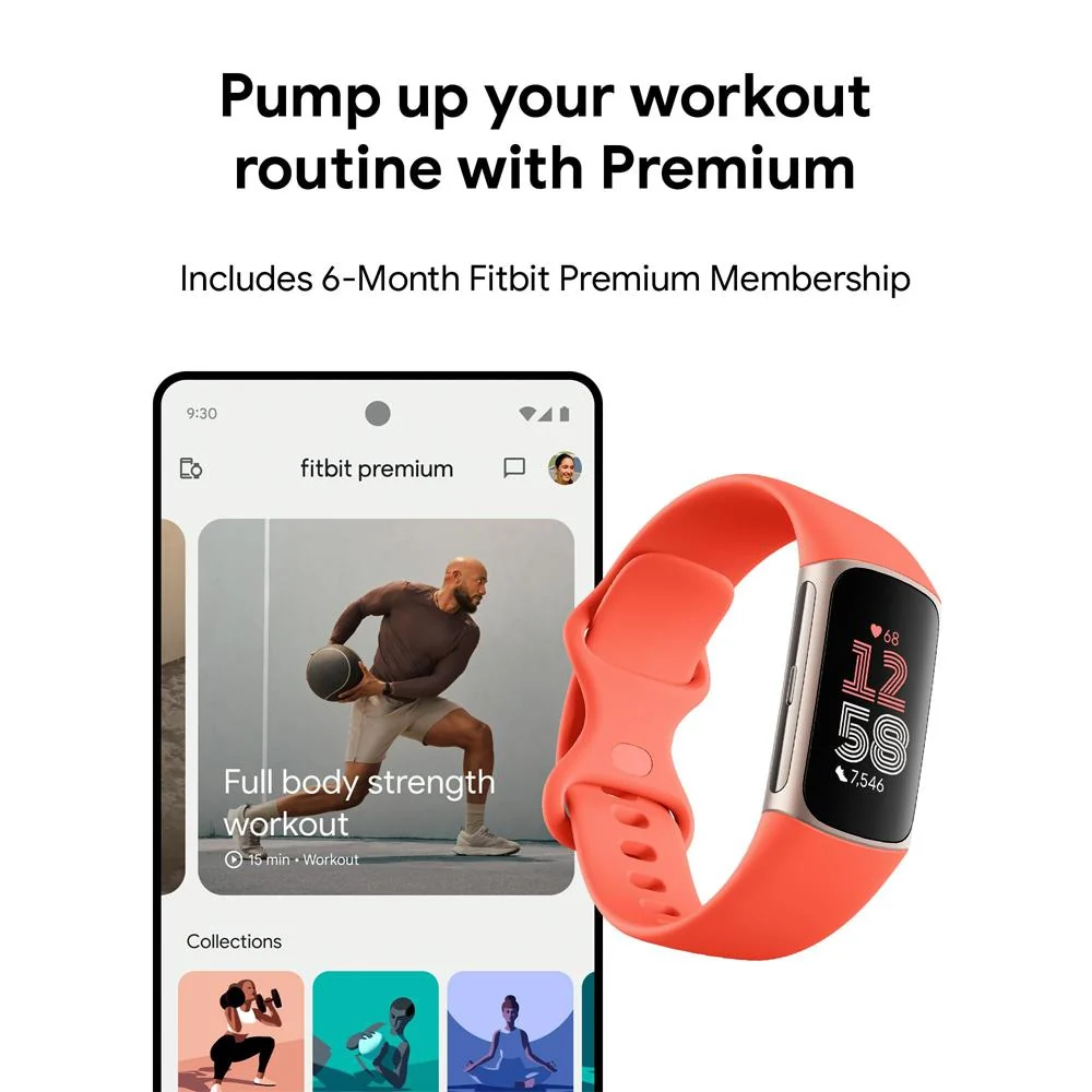 Fitbit Charge 6 Advanced Fitness & Health Tracker, Coral w/ Fitness Bundle - Image 11
