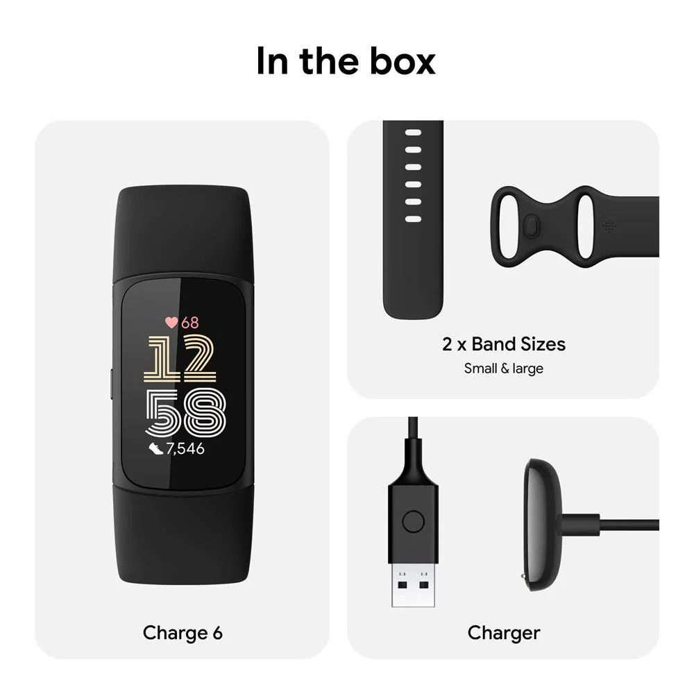 Fitbit Charge 6 Advanced Fitness & Health Tracker, Obsidian w/ 2 YR Warranty Bundle - Image 10