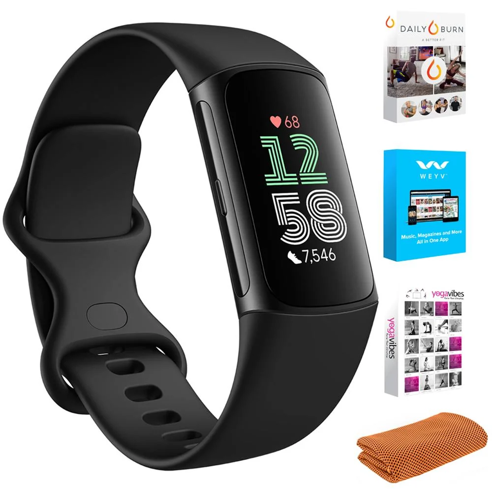 Fitbit Charge 6 Advanced Fitness & Health Tracker, Obsidian w/ Fitness Bundle - Image 2