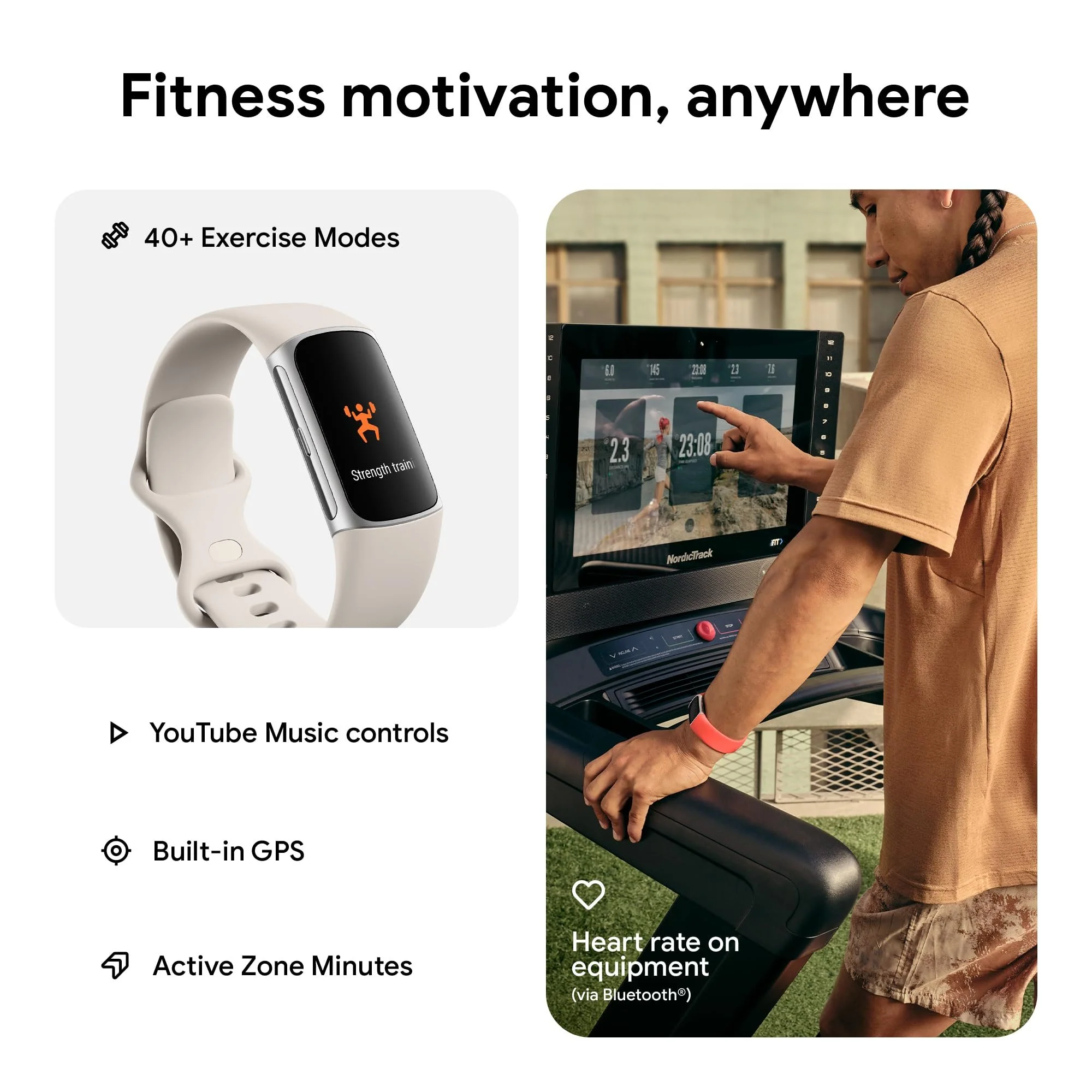 Fitbit Charge 6 Advanced Fitness & Health Tracker, Porcelain / Silver Aluminum - Image 4