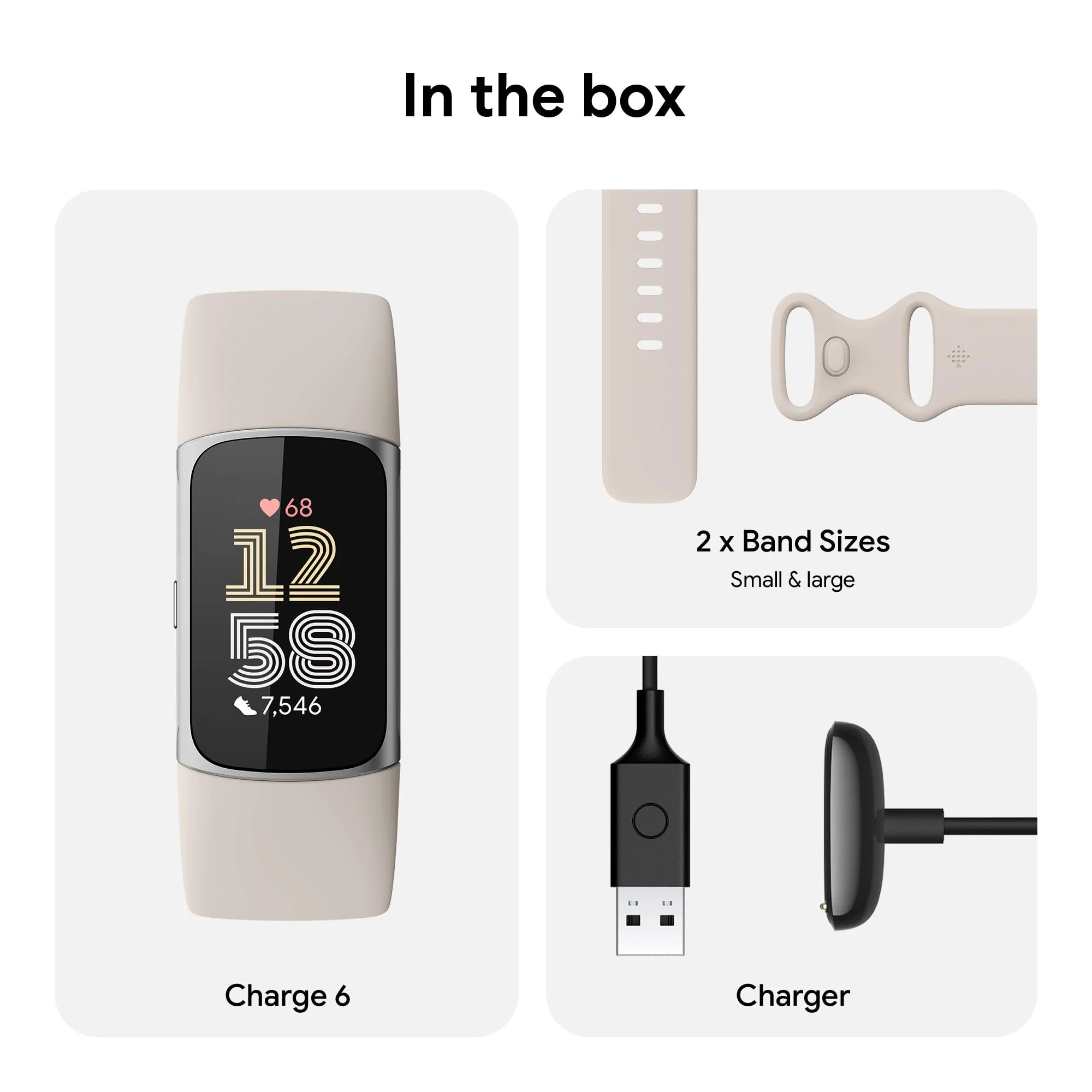 Fitbit Charge 6 Advanced Fitness & Health Tracker, Porcelain / Silver Aluminum - Image 8