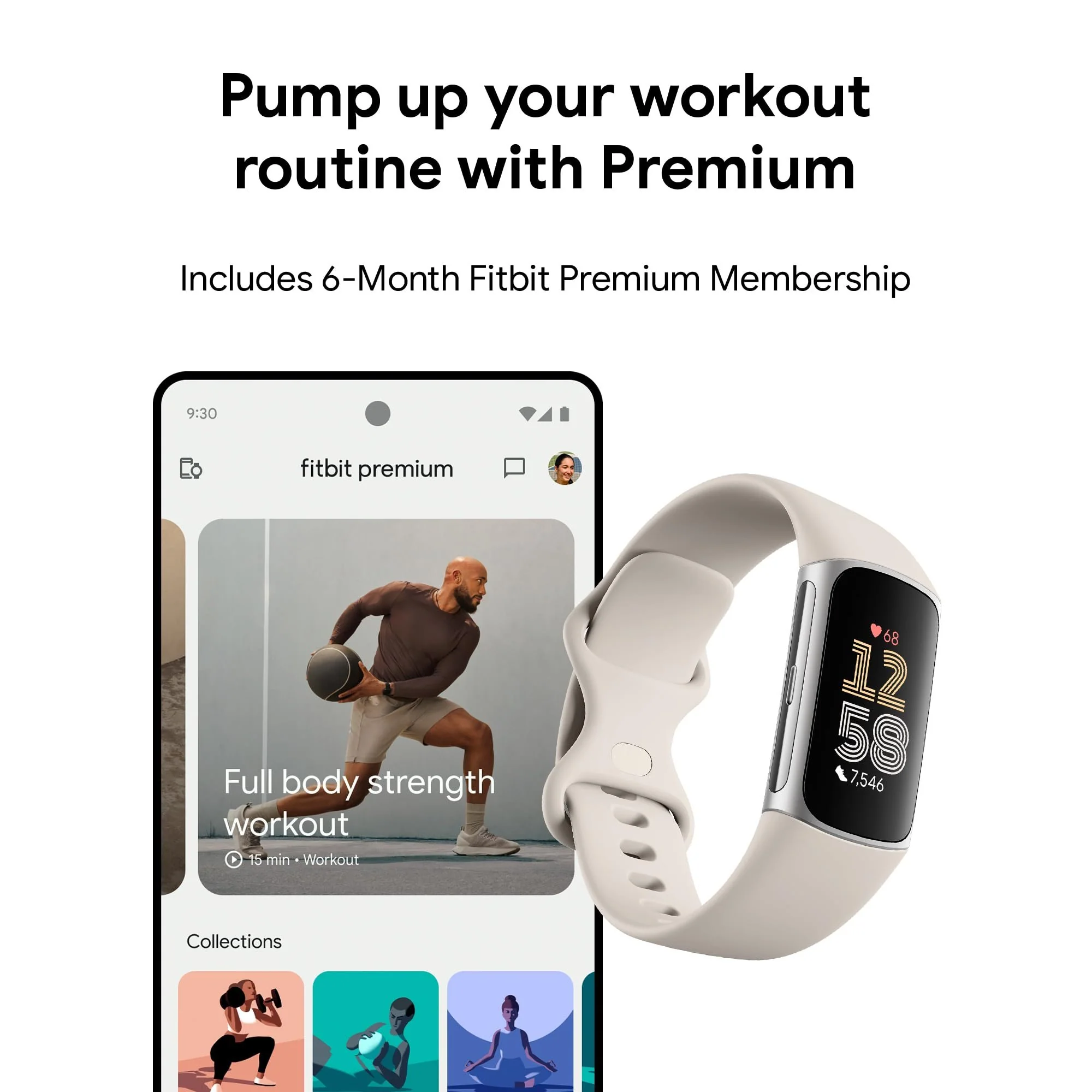 Fitbit Charge 6 Advanced Fitness & Health Tracker, Porcelain / Silver Aluminum - Image 9