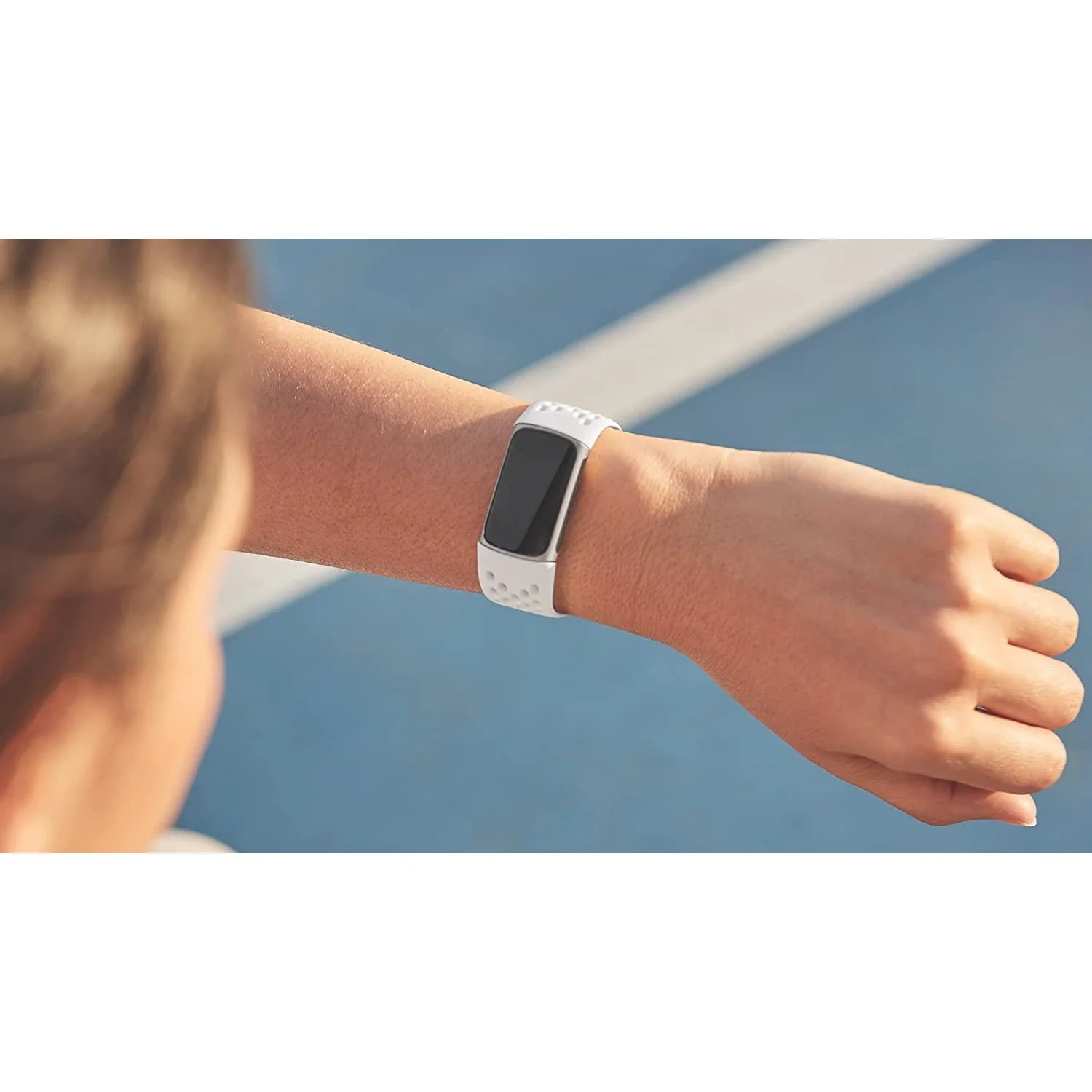 Fitbit Charge 6 & Charge 5 Sport Bands, Frost White, Large - Image 6