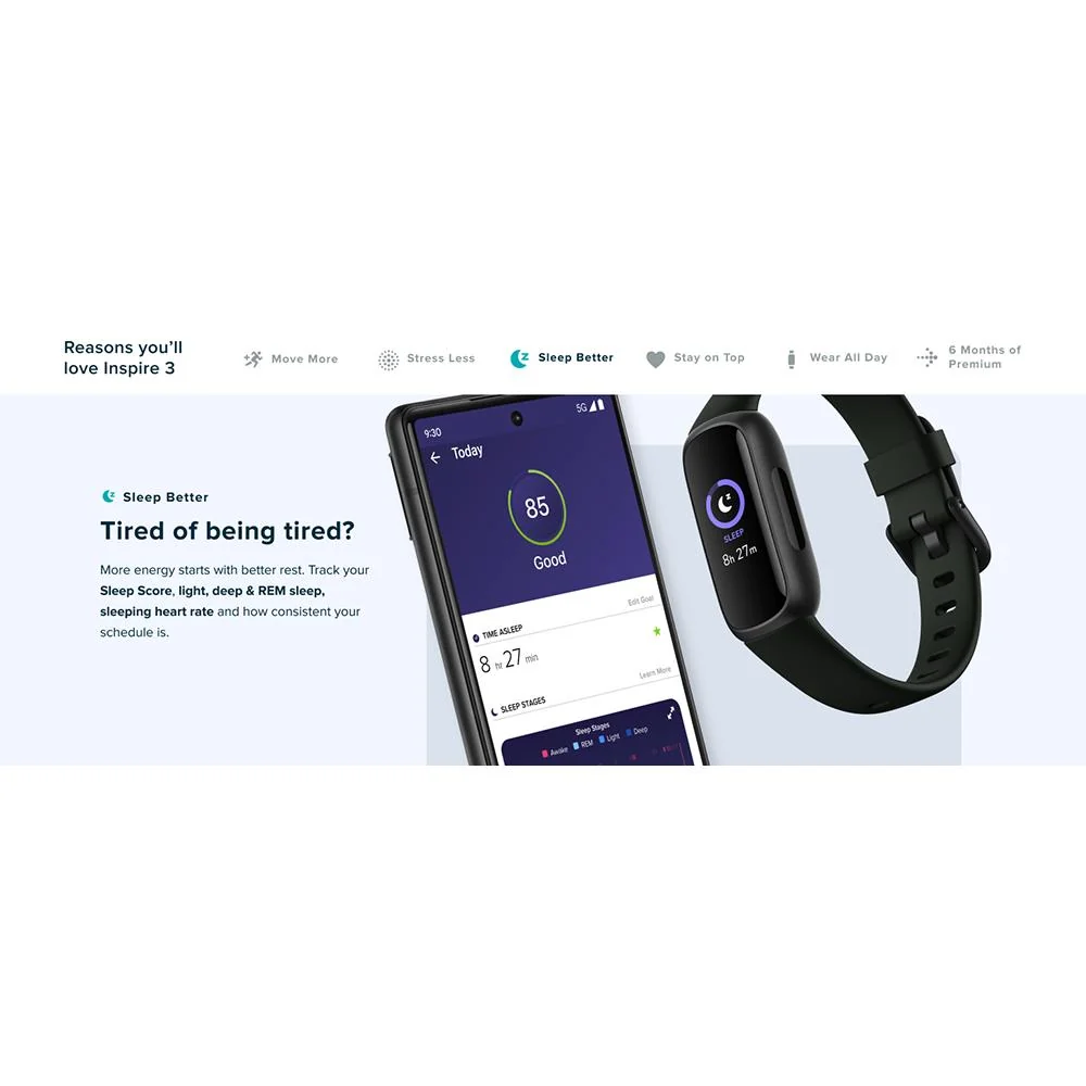Fitbit Inspire 3 Health and Fitness Tracker, Midnight Zen / Black - Image 8