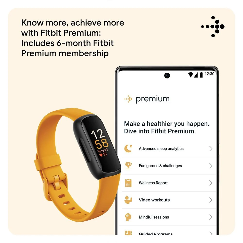 Fitbit Inspire 3 Health & Fitness Tracker, Morning Glow/Black w/ 2 YR Warranty Bundle - Image 10