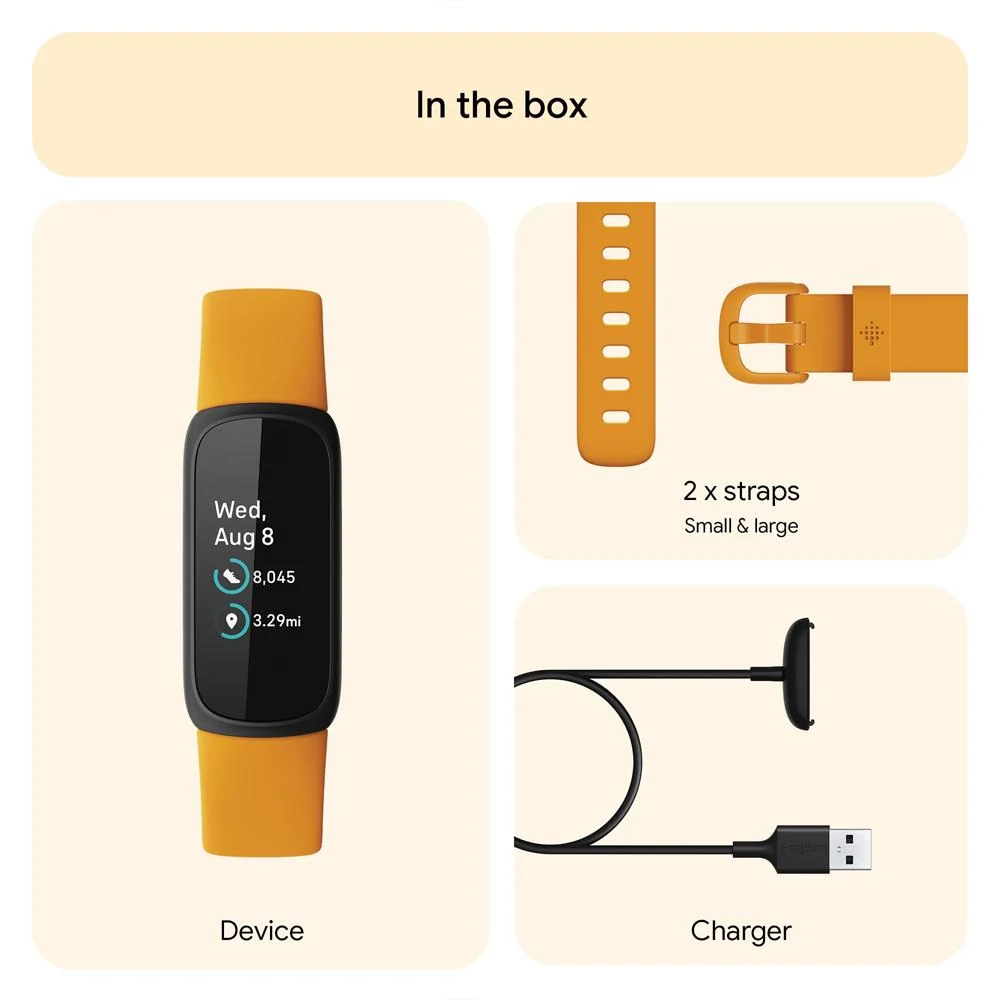 Fitbit Inspire 3 Health & Fitness Tracker, Morning Glow/Black w/ Fitness Bundle - Image 9