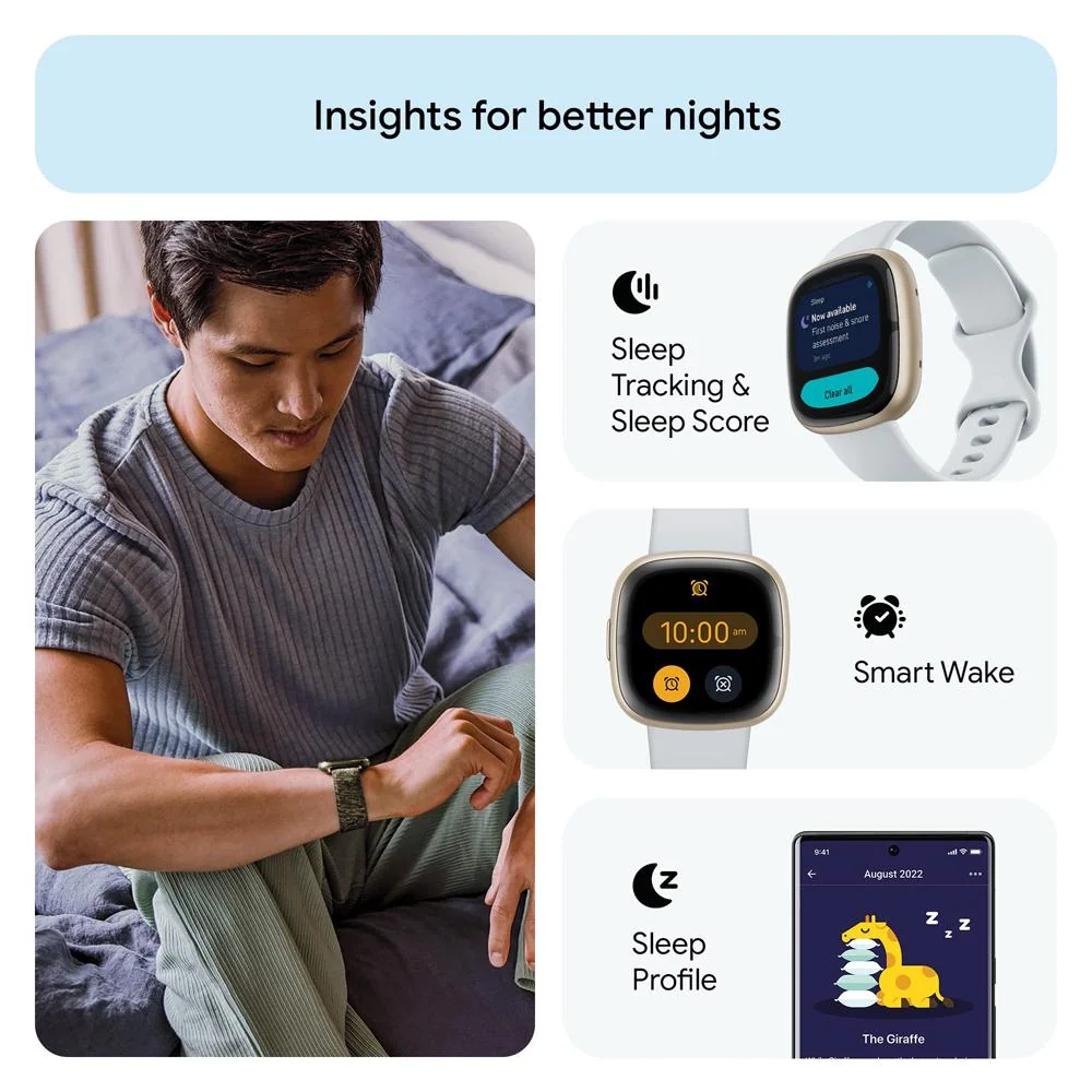Fitbit Sense 2 Advanced Health & Fitness Smartwatch, Blue Mist w/ 2 YR Warranty Bundle - Image 6