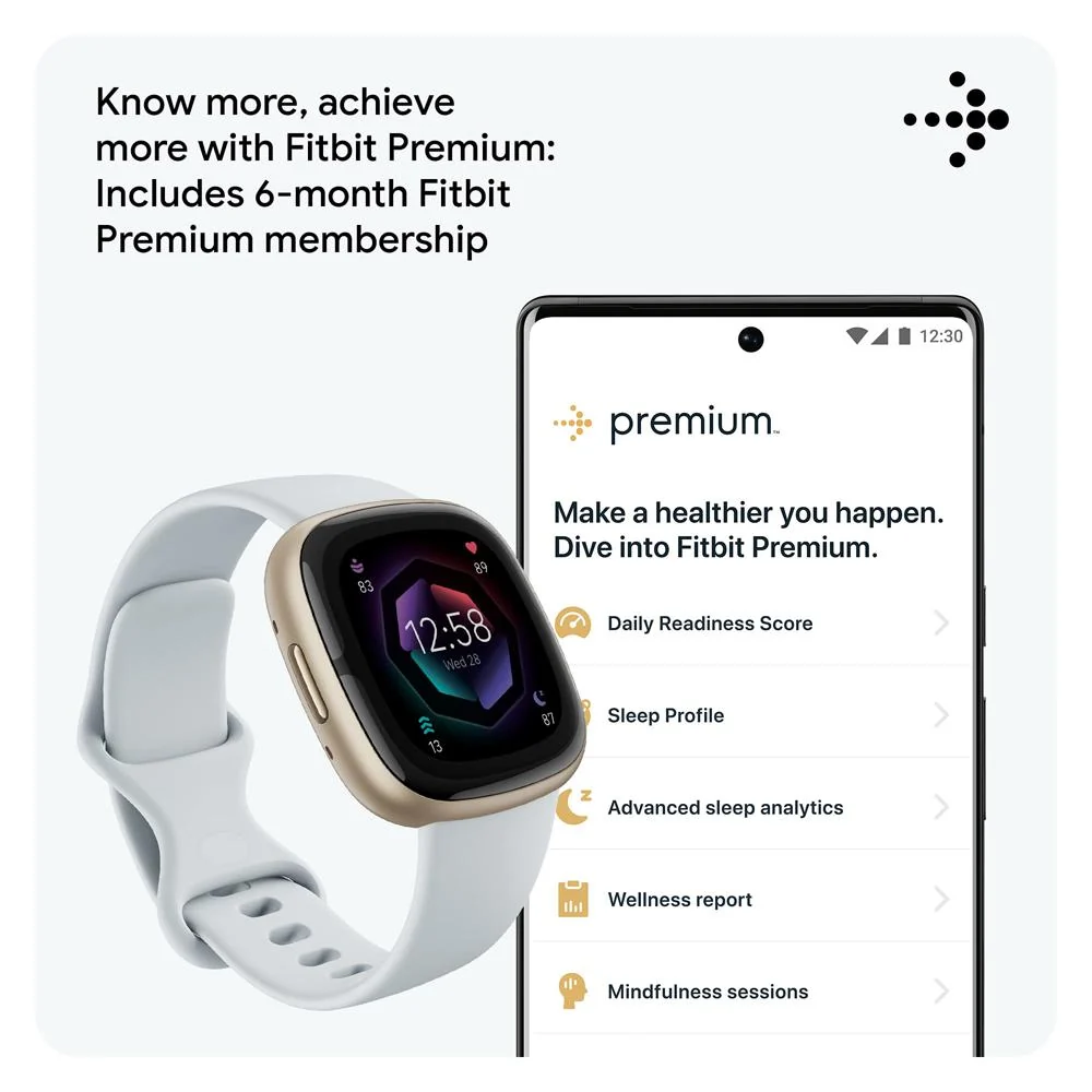 Fitbit Sense 2 Advanced Health & Fitness Smartwatch, Blue Mist w/ 2 YR Warranty Bundle - Image 8