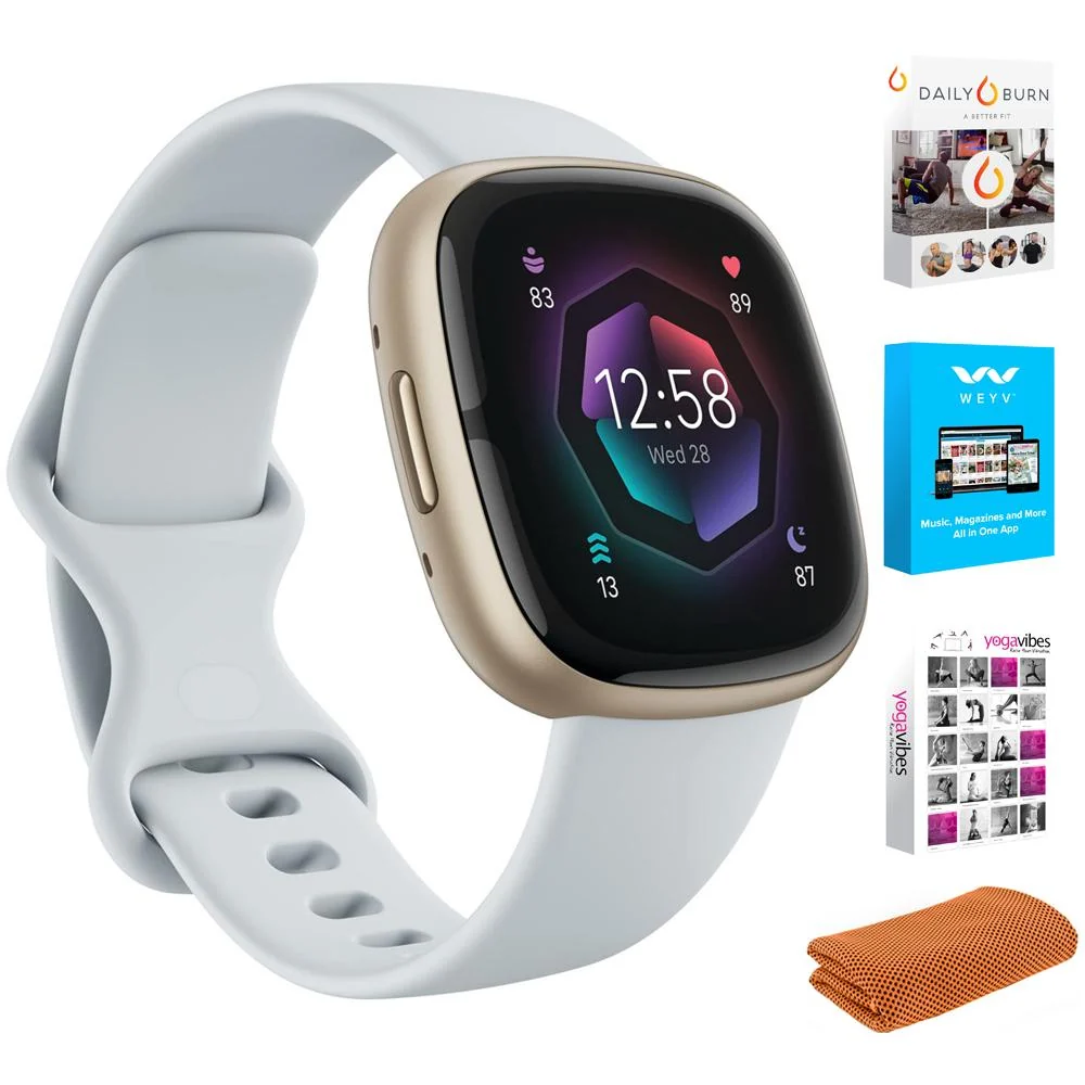 Fitbit Sense 2 Advanced Health & Fitness Smartwatch, Blue Mist w/ Fitness Bundle - Image 2