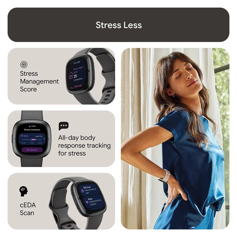 Fitbit Sense 2 Advanced Health & Fitness Smartwatch, Sleep Tools w/2 YR Warranty Bundle - Image 3
