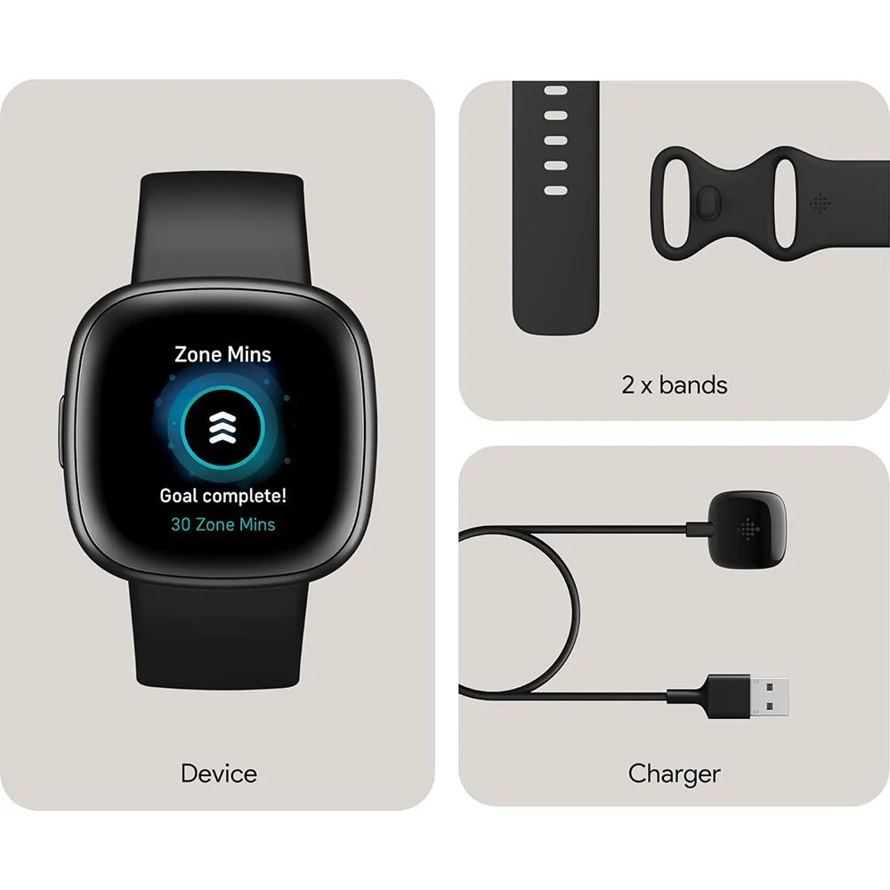 Fitbit Versa 4 Fitness Smartwatch, Black/Graphite w/ 2 YR Warranty Bundle - Image 9