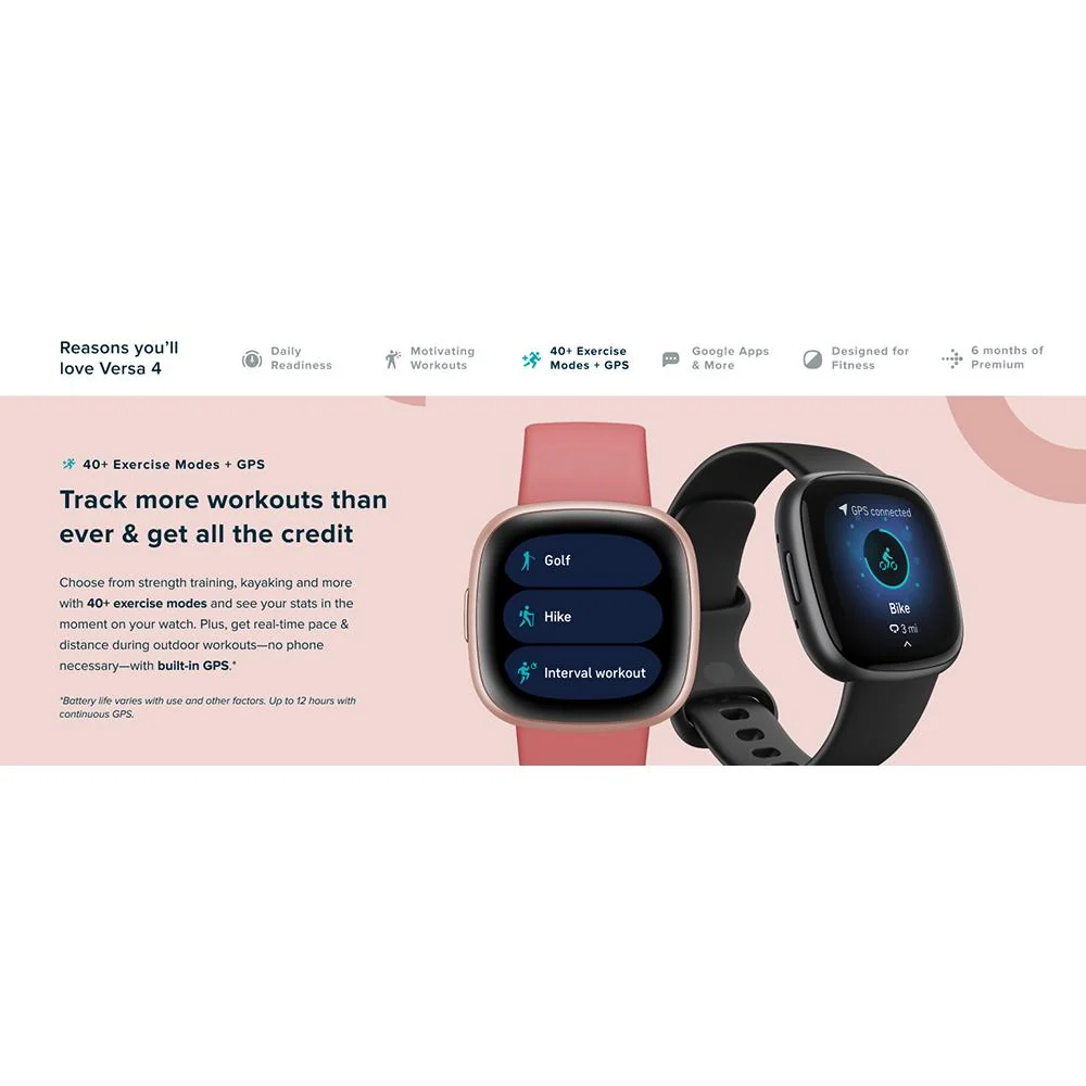 Fitbit Versa 4 Fitness Smartwatch, Pink Sand/Copper Rose Aluminum - Image 10