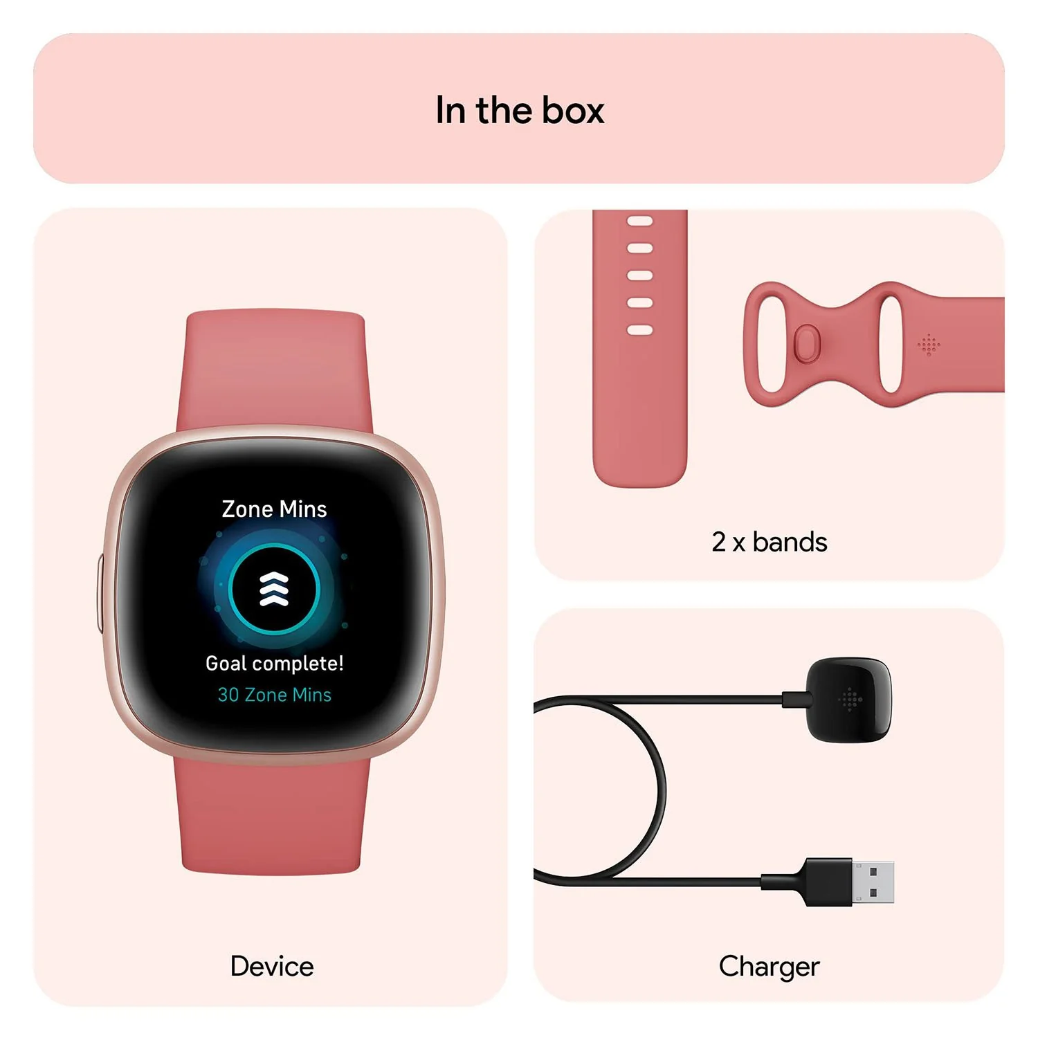 Fitbit Versa 4 Fitness Smartwatch with GPS, 24/7 Heart Rate - Pink Sand/Copper Rose - Image 7