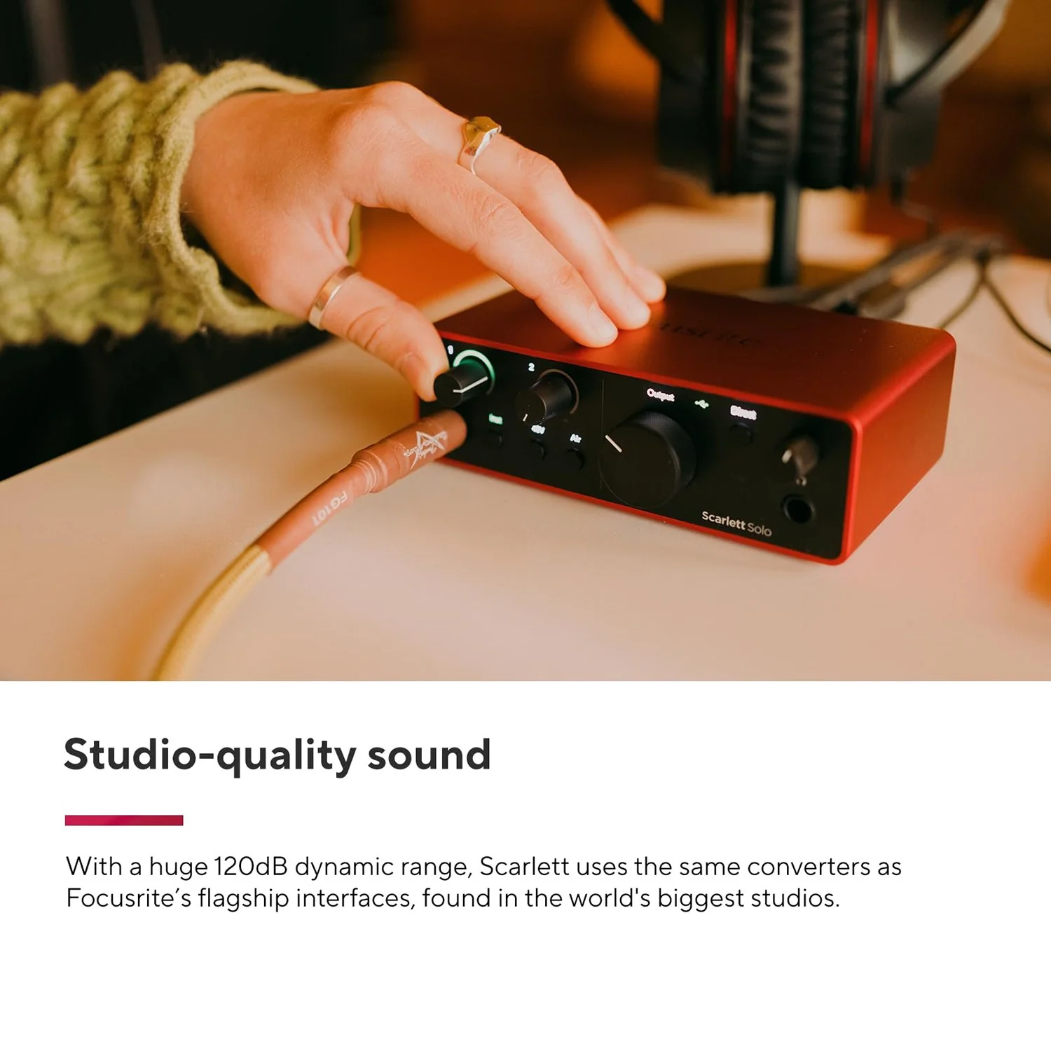 Focusrite Scarlett Solo Studio 4th Gen Audio Interface Bundle with Mic, Headphones - Image 4