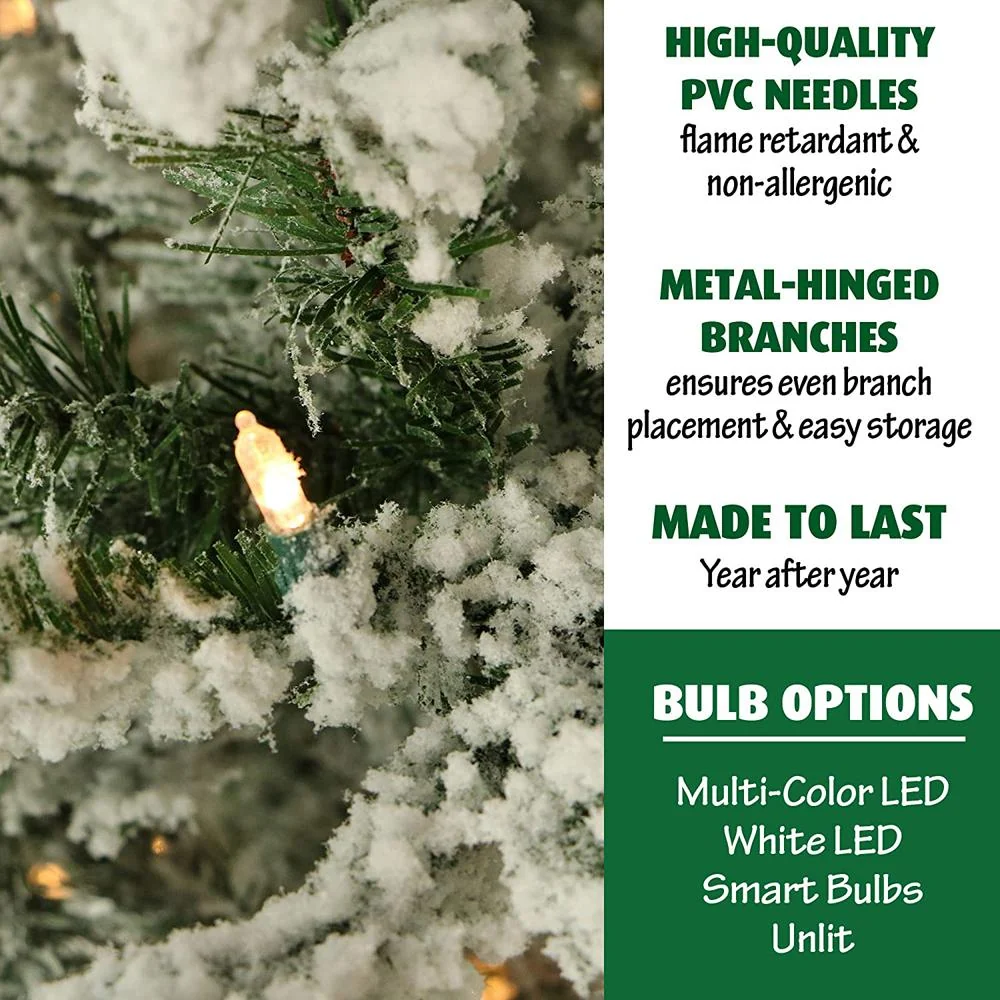 Fraser Hill Farm 7.5 Ft. Flocked Mountain Pine w/ Smart String Lighting Open Box - Image 4