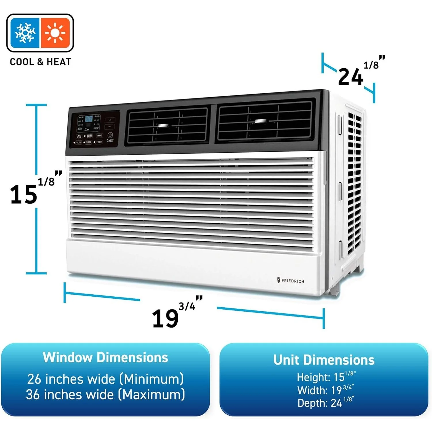 Friedrich CEW12B33B Chill Premier Air Conditioner and Heating Window Unit (12,000 BTU) - Image 7