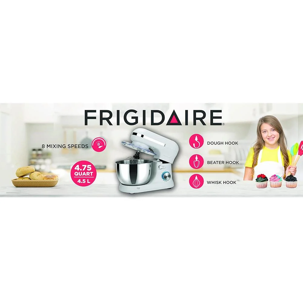 Frigidaire 4.5 Liter Stand Mixer, 8 Speeds, Dough Hook, Metal Whisk Open Box - Image 7