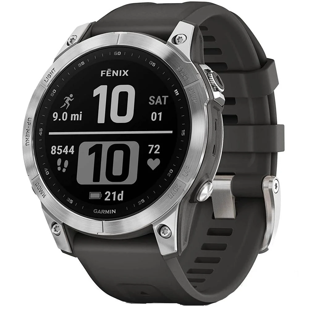 Garmin 010-02540-00 Fenix 7 Smartwatch, Silver with Graphite Band w/ Accessories Bundle - Image 2