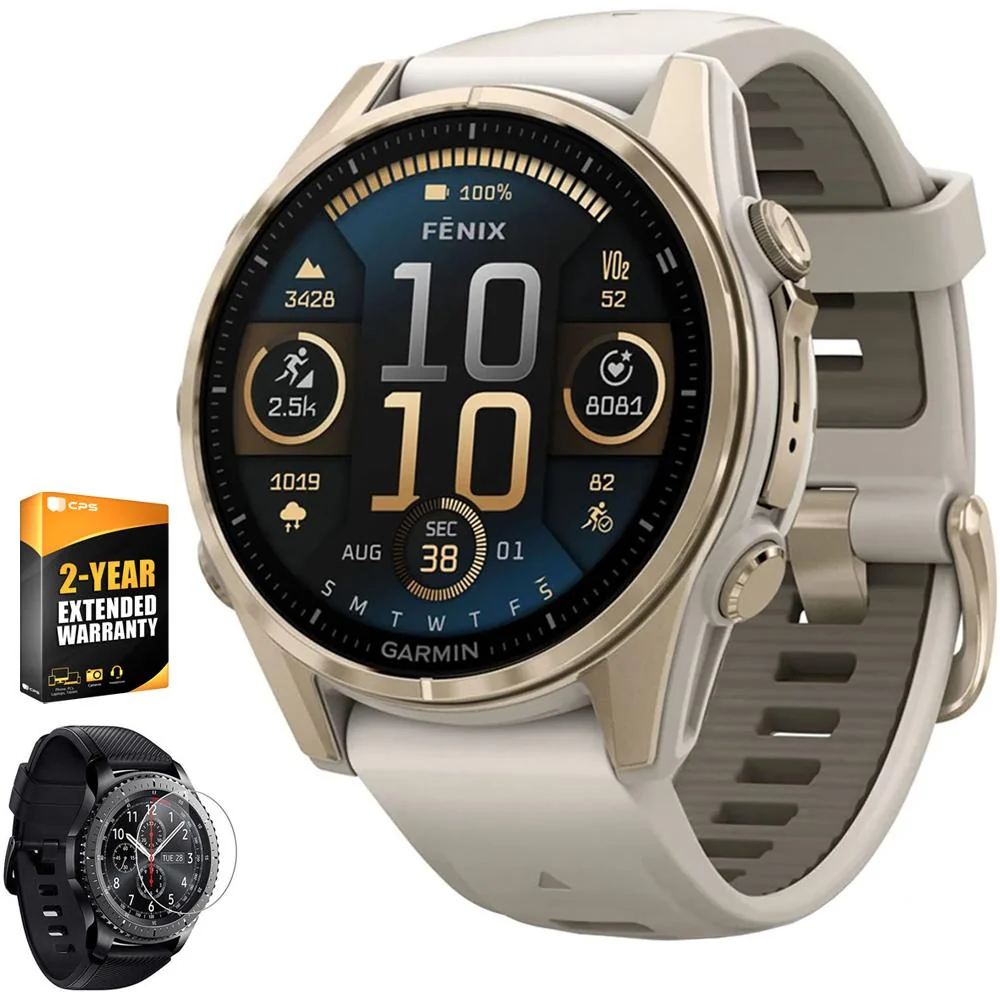 Garmin 010-02903-10 Fenix 8 43 mm, AMOLED, Sapphire, Soft Gold + Warranty Bundle