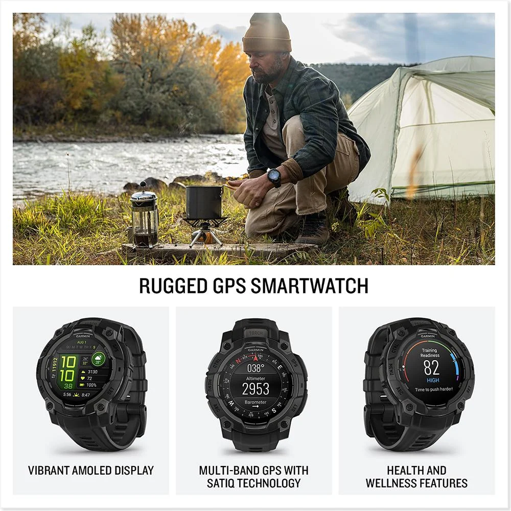 Garmin Instinct 3 - 45 mm GPS Smartwatch AMOLED Black with Charging Dock Bundle - Image 16