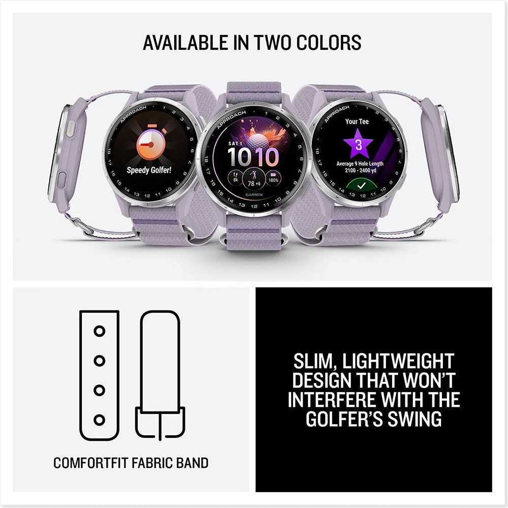 Garmin Approach J1 Silver Aluminum Bezel with Lilac ComfortFit Band+Band Bundle - Image 6