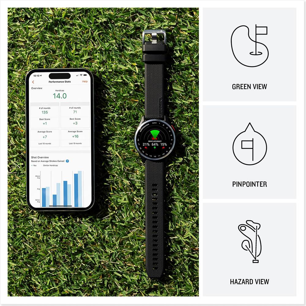 Garmin Approach S44 GPS Golf Smartwatch Silver Aluminum Bezel + 20mm Band Bundle - Image 4