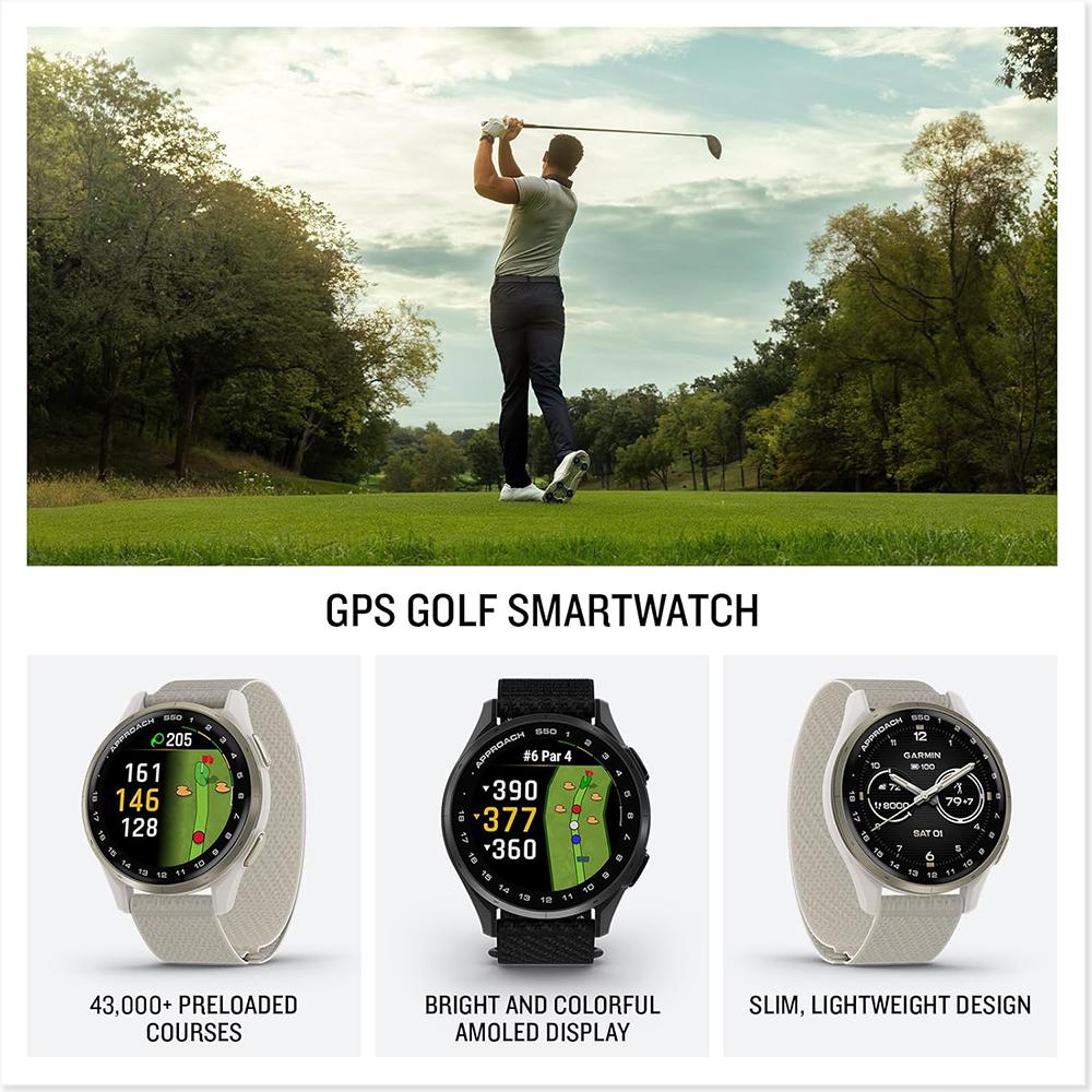 Garmin Approach S50 Advanced Golf GPS Smartwatch with Nylon Elastic Bands Bundle - Image 3