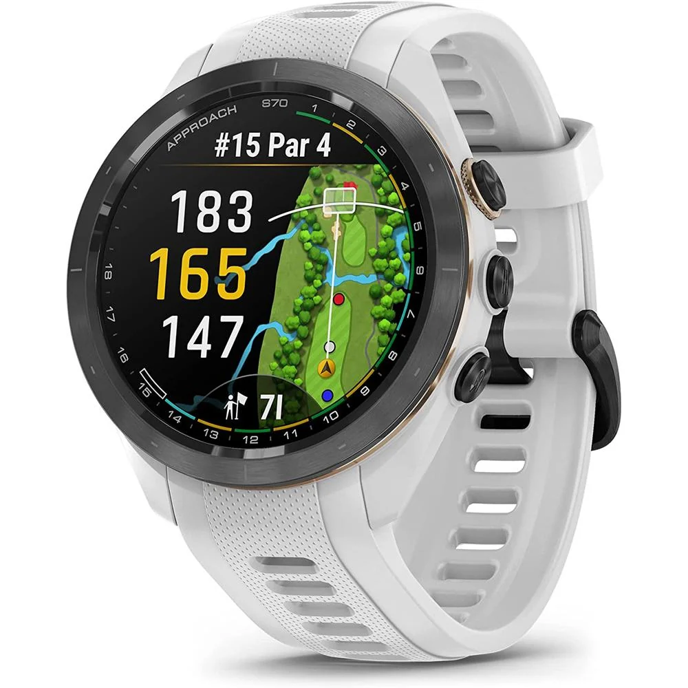 Garmin Approach S70 42mm Premium GPS Golf Watch, White Band + Accessories Bundle - Image 2