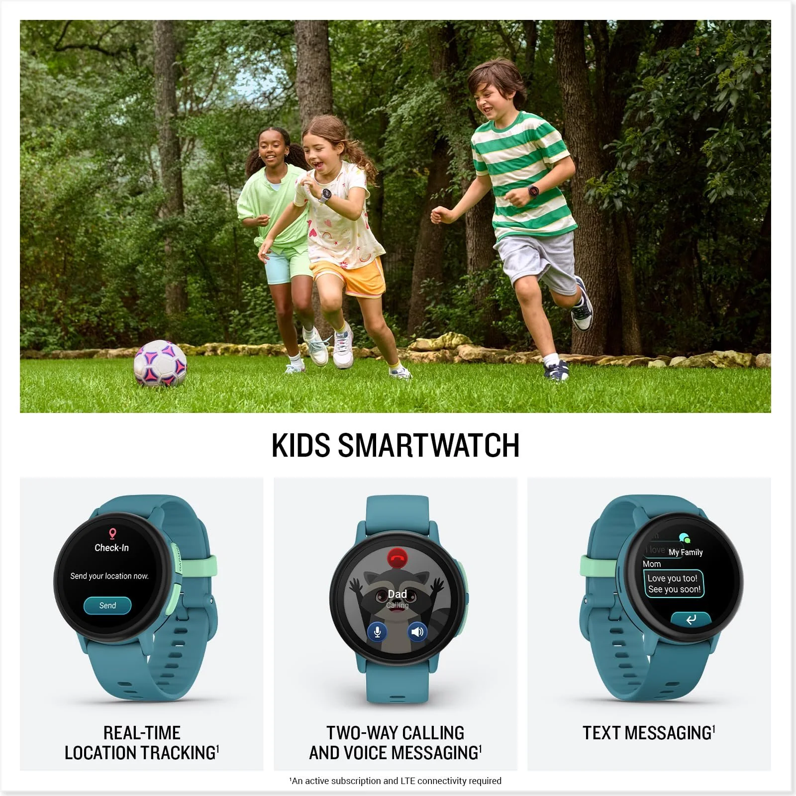 Garmin Bounce 2 Kids Smartwatch with Calling, Turquoise - Image 2