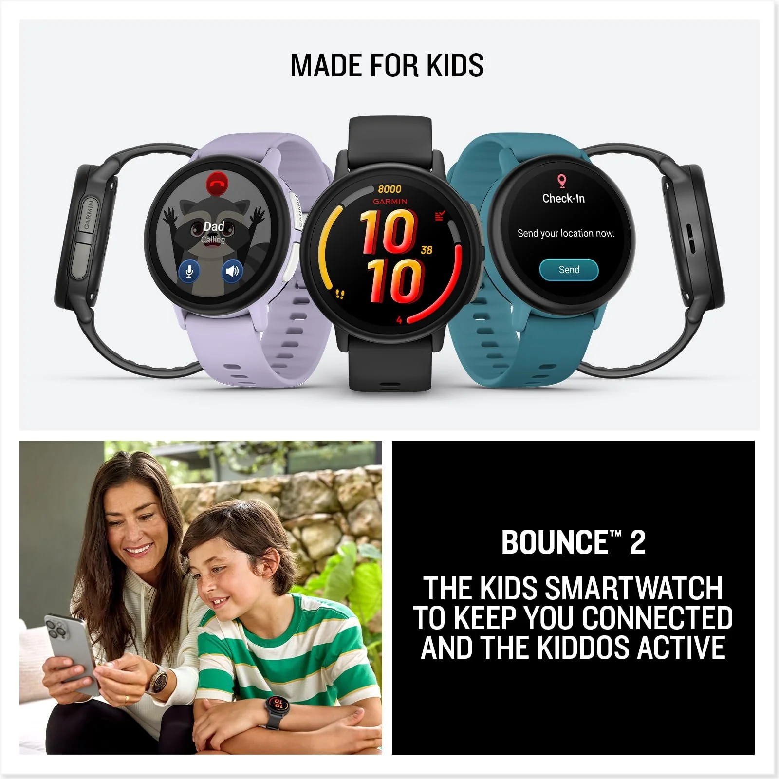 Garmin Bounce 2 Kids Smartwatch with Calling, Turquoise - Image 6