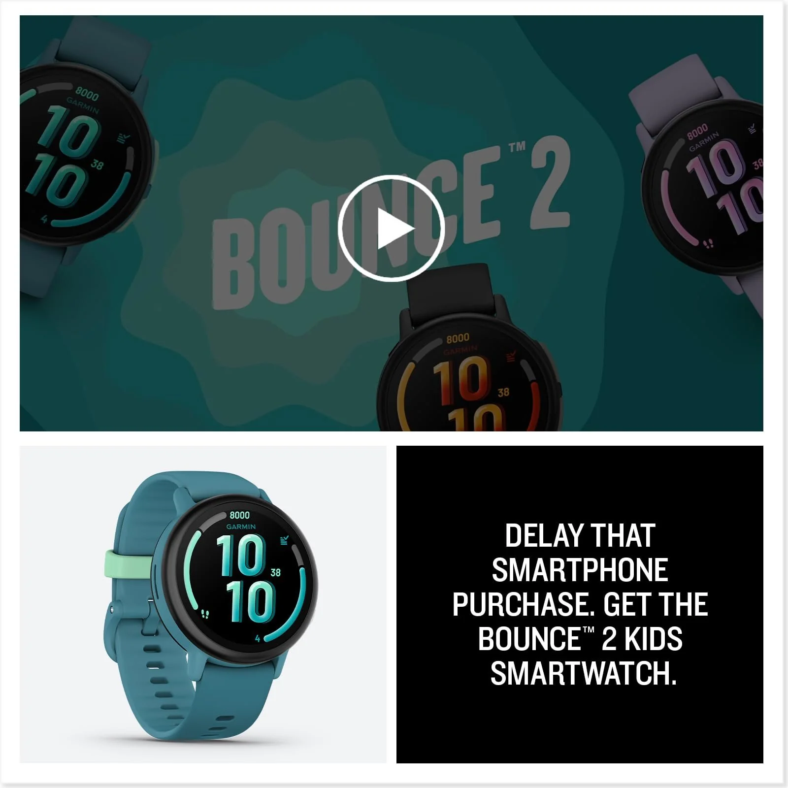 Garmin Bounce 2 Kids Smartwatch with Calling, Turquoise - Image 7