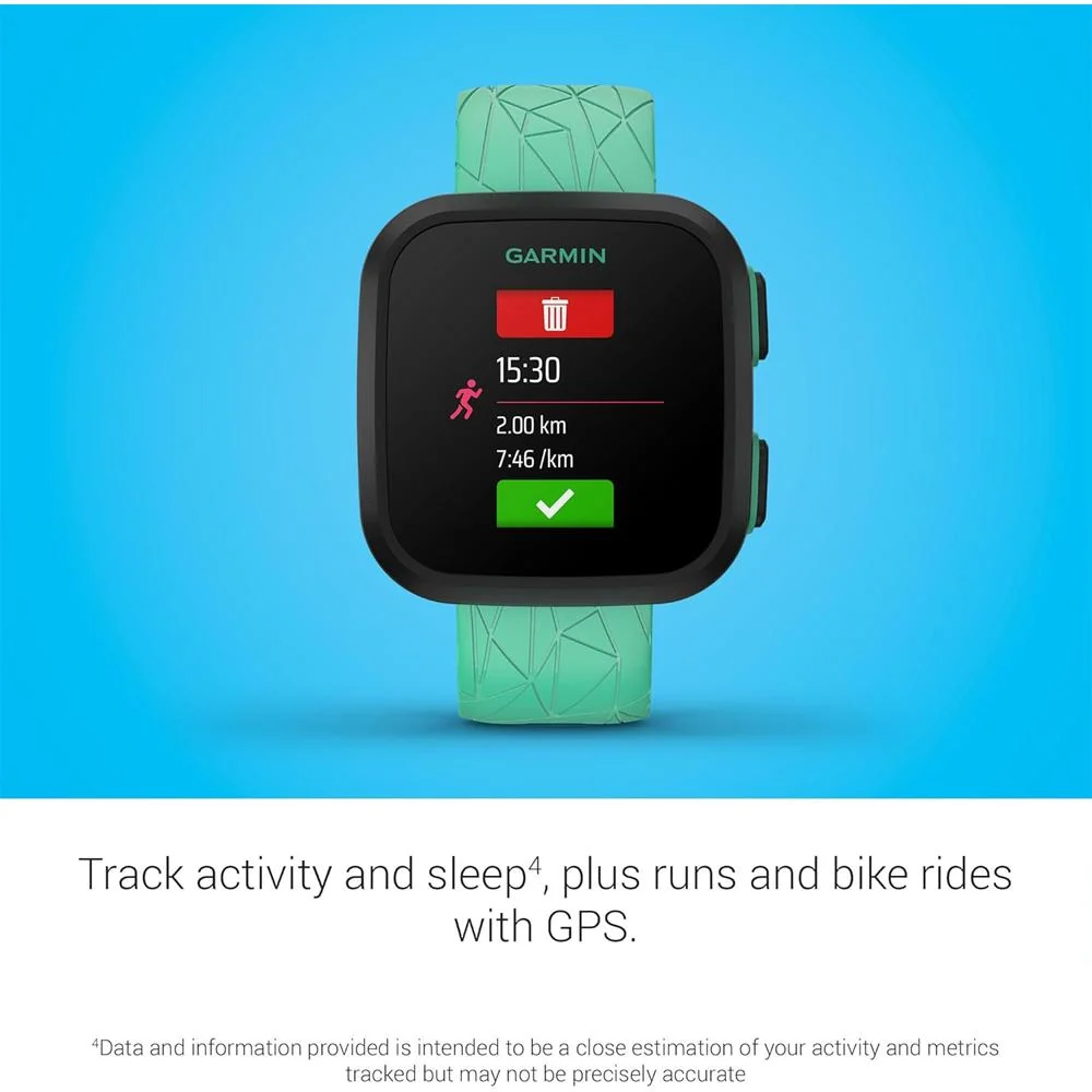 Garmin Bounce Kids Smartwatch, Green Burst w/ Converter Adapter + 2 Yr Warranty Bundle - Image 8