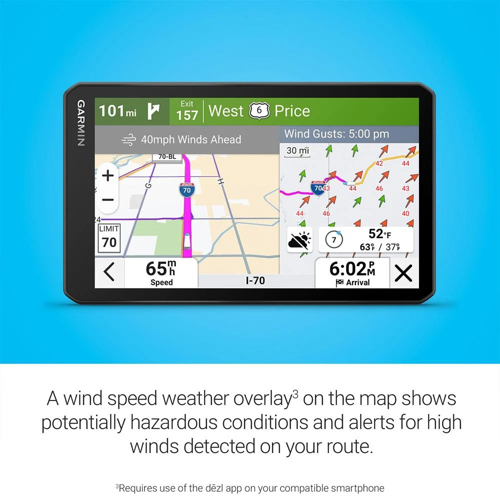Garmin dezlcam OTR725 7" GPS Truck Navigator, Built-in Dash Cam w/ Accessories Bundle - Image 8