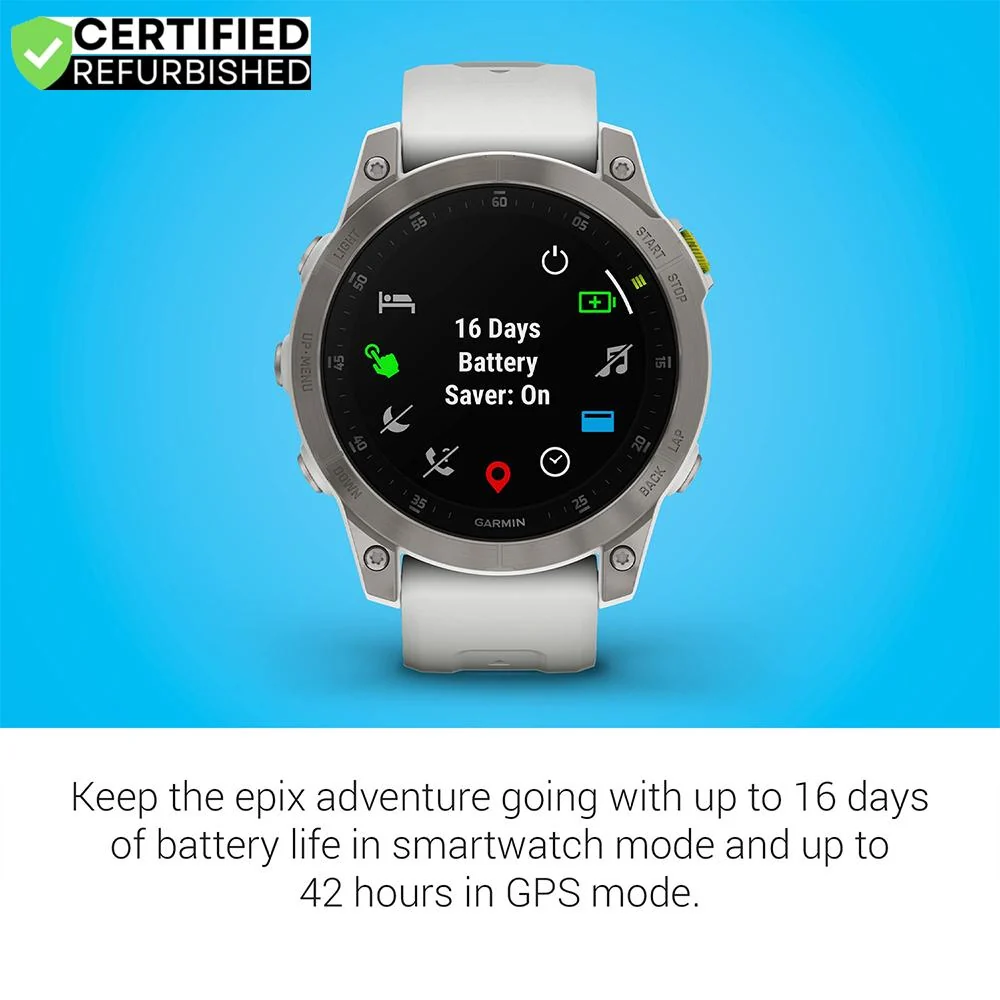 Garmin Epix Gen 2 Active Smartwatch 47 mm White Titanium Renewed+2 Year Warranty - Image 3
