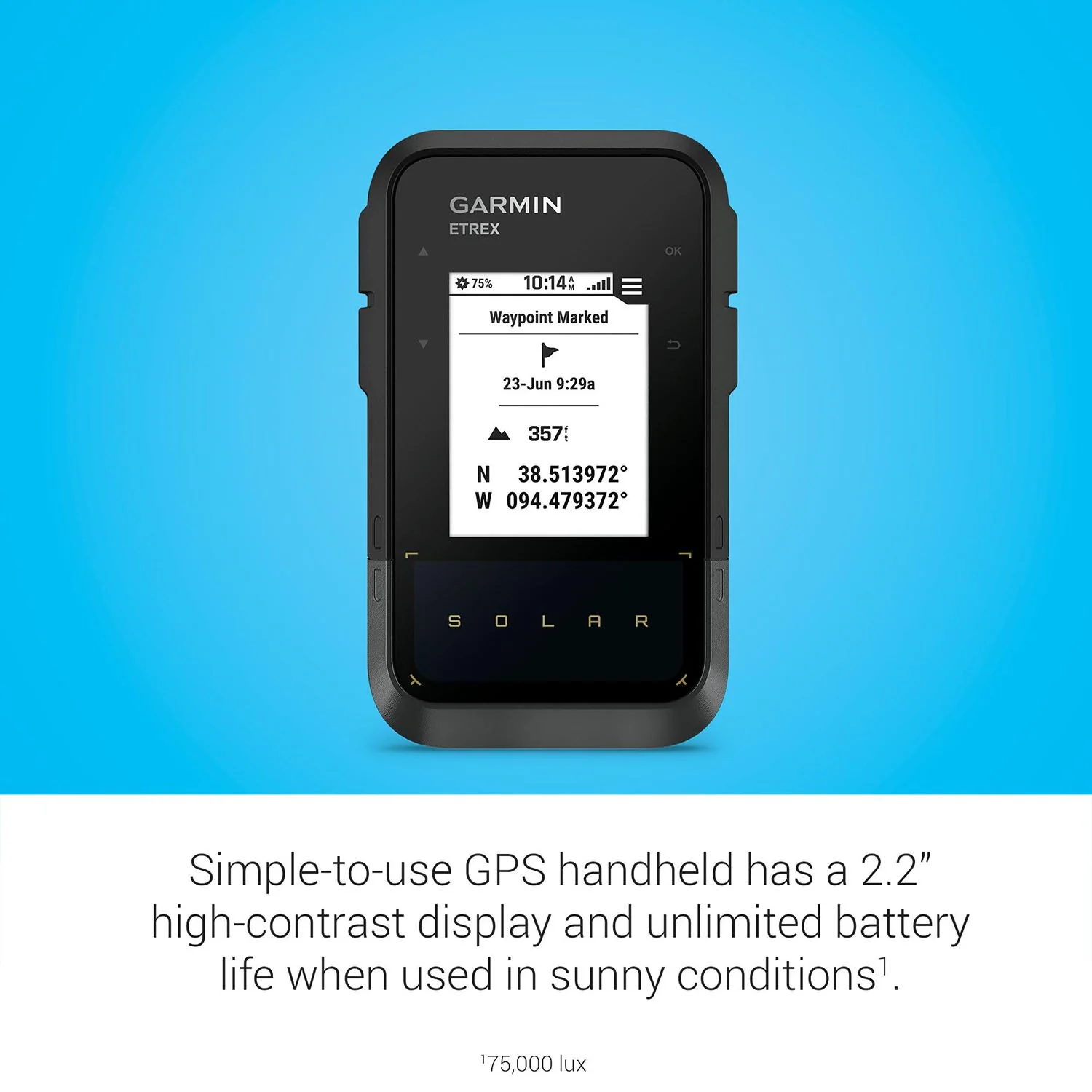 Garmin eTrex Solar Solar Powered GPS Handheld Navigator - Image 3