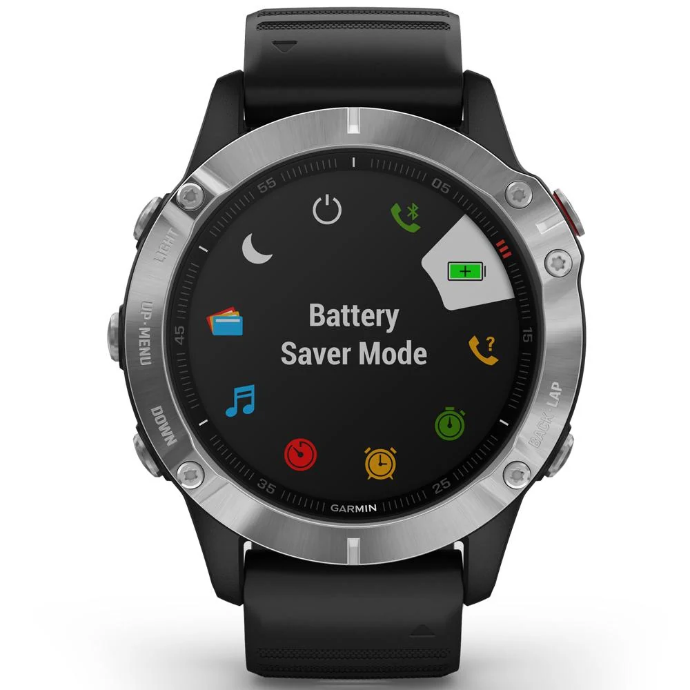 Garmin Fenix 6 Multisport GPS Smartwatch Silver w/Black Band +Fitness & Wellness Suite - Image 2