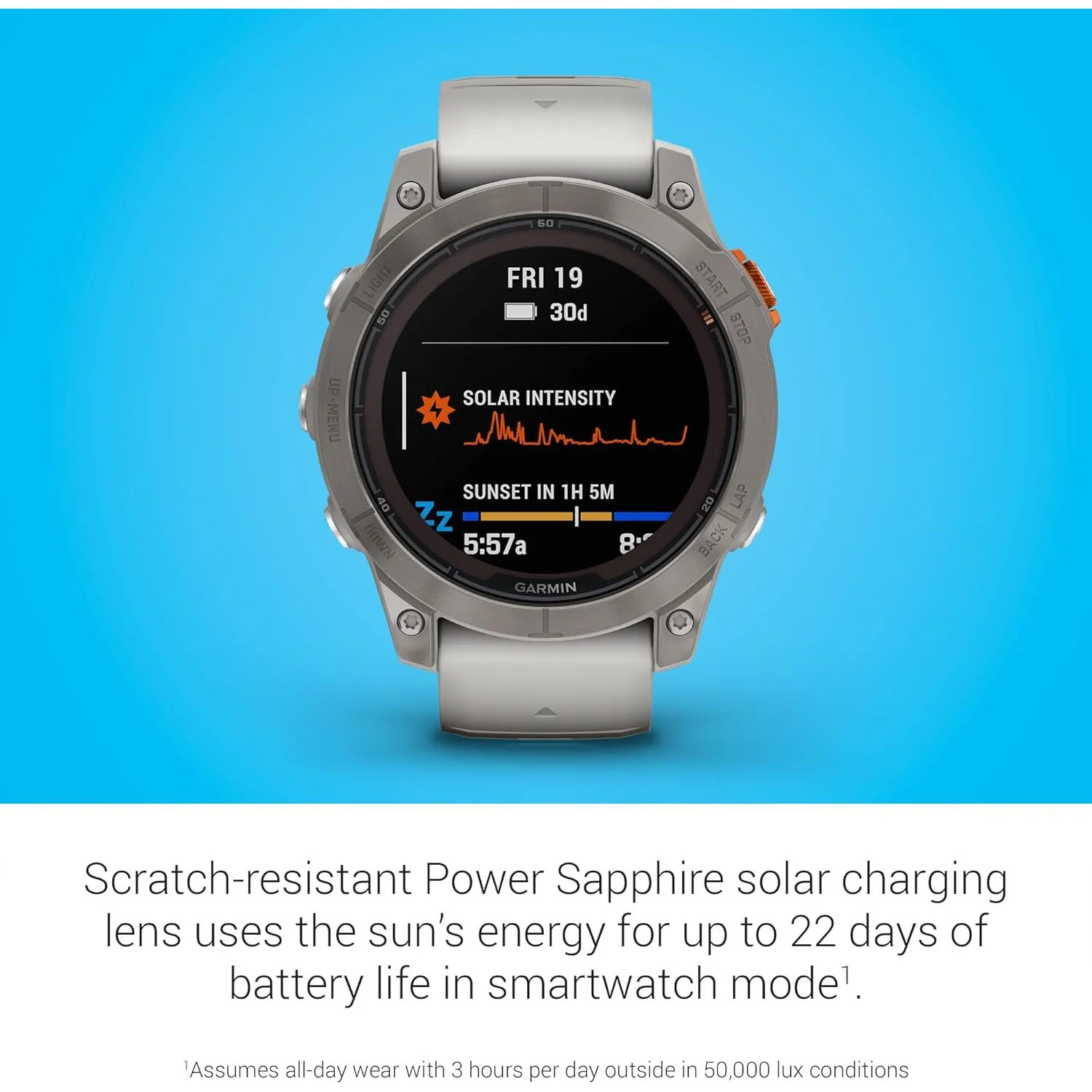 Garmin Fenix 7 Pro Solar, Sapphire, Titanium, Fog Gray/ember Orange - Image 4