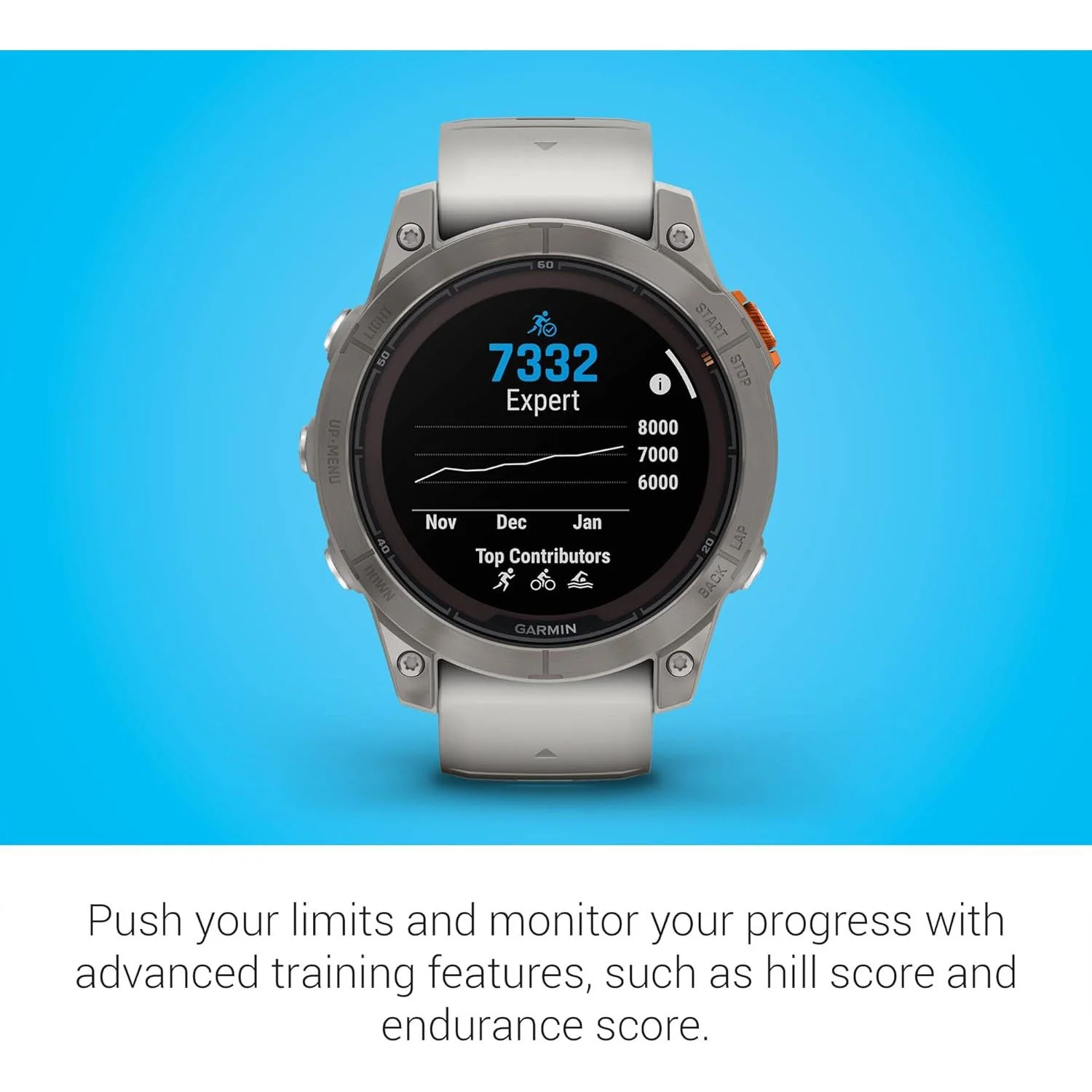 Garmin Fenix 7 Pro Solar, Sapphire, Titanium, Fog Gray/ember Orange - Image 6